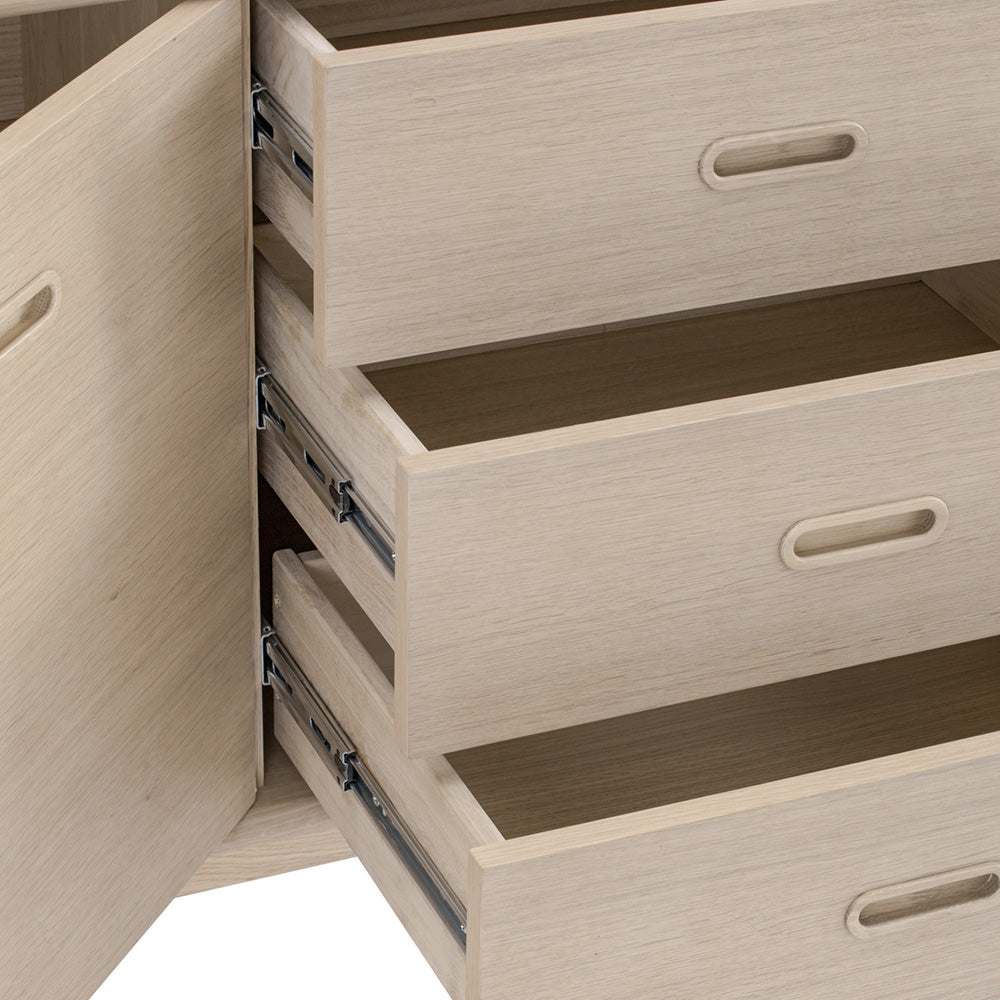 HAYTON 160cm White Oak Sideboard - Modern Storage Cabinet for Living Room, Dining Room & Entryway