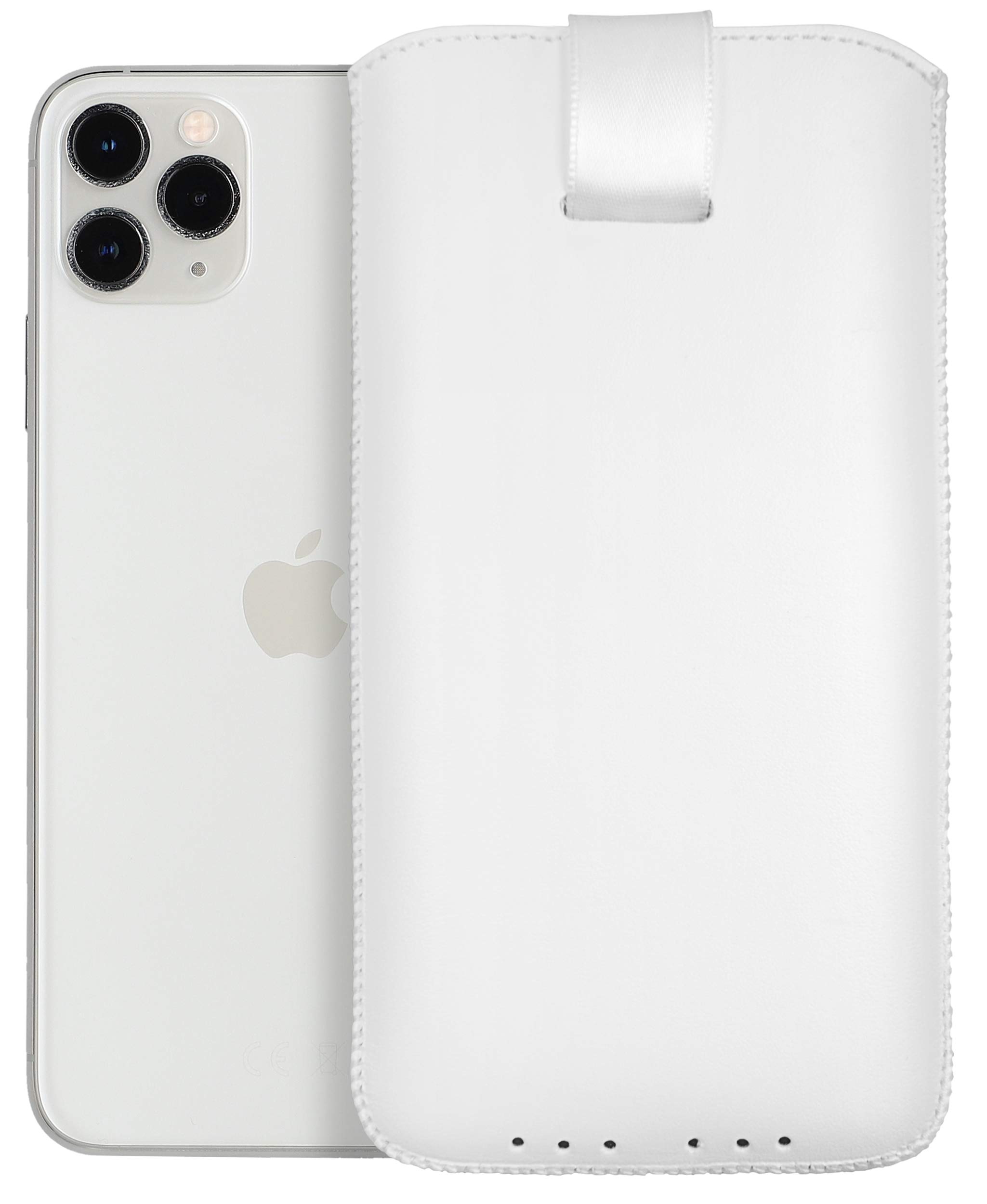 Premium Mumbi Genuine Leather Case for Apple iPhone 11 Pro Max - Slim Protective Cover with Soft Inner Lining (White) - Perfect for Business Professionals & Everyday Use
