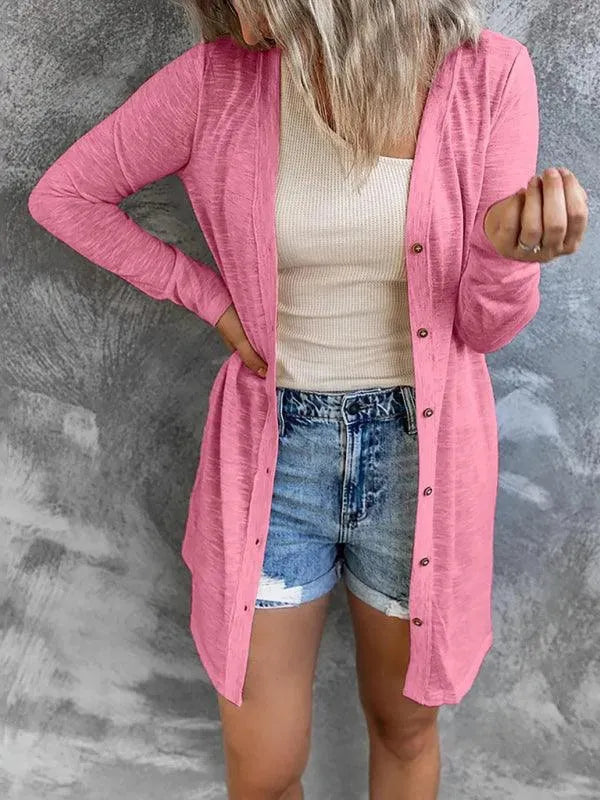 Women's Long Button Cardigan Sweater - Cozy Knit Open Front Wrap for Fall & Winter - Perfect for Office, Casual Outfits and Layering