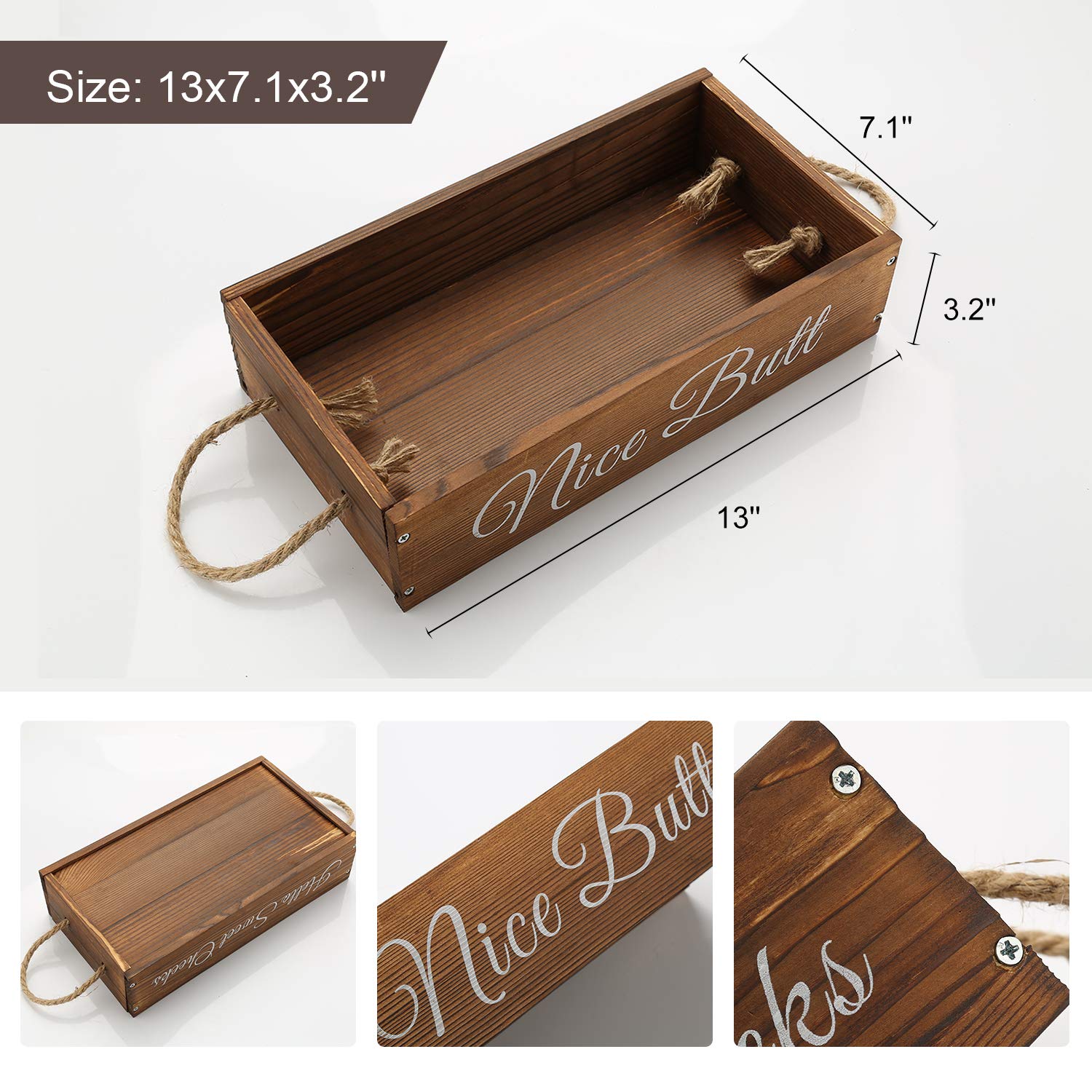 Funny Toilet Paper Holder - Rustic Farmhouse Bathroom Decor Box with Storage Organizer | Wooden Bathroom Accessories for Farmhouse & Rustic Home Decor | Perfect for Powder Rooms, Guest Baths & Country Style Homes