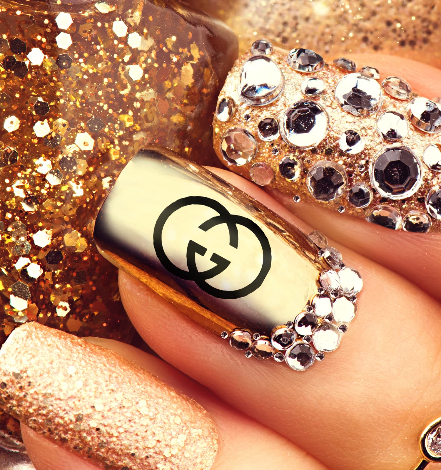 Premium GG Nail Art Waterslide Decals - Salon Quality Nail Stickers for DIY Manicures | Perfect for Home, Salon & Special Occasions