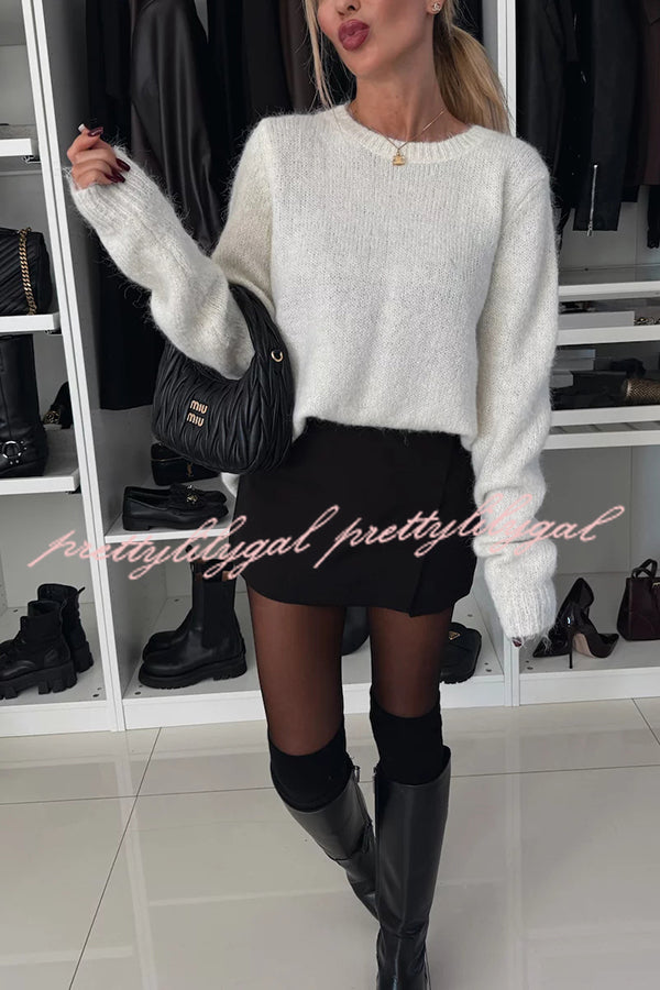 Unique Choice Knit Back Satin Bow Detail Relaxed Sweater - Women's Casual Pullover for Fall & Winter | Perfect for Office, Date Night & Weekend Outfits