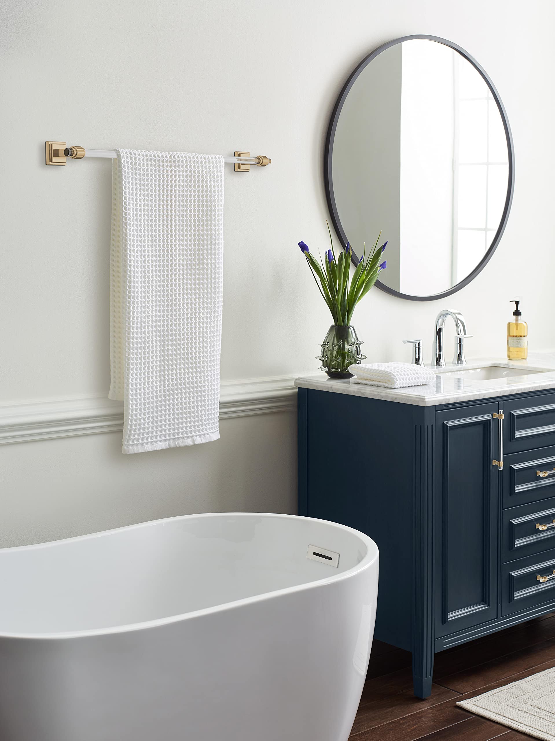 Amerock BH36064CCZ 24-Inch Clear Champagne Bronze Towel Bar - Modern Bathroom Towel Rack & Holder for Bath Accessories | Perfect for Bathrooms, Spas & Luxury Hotels