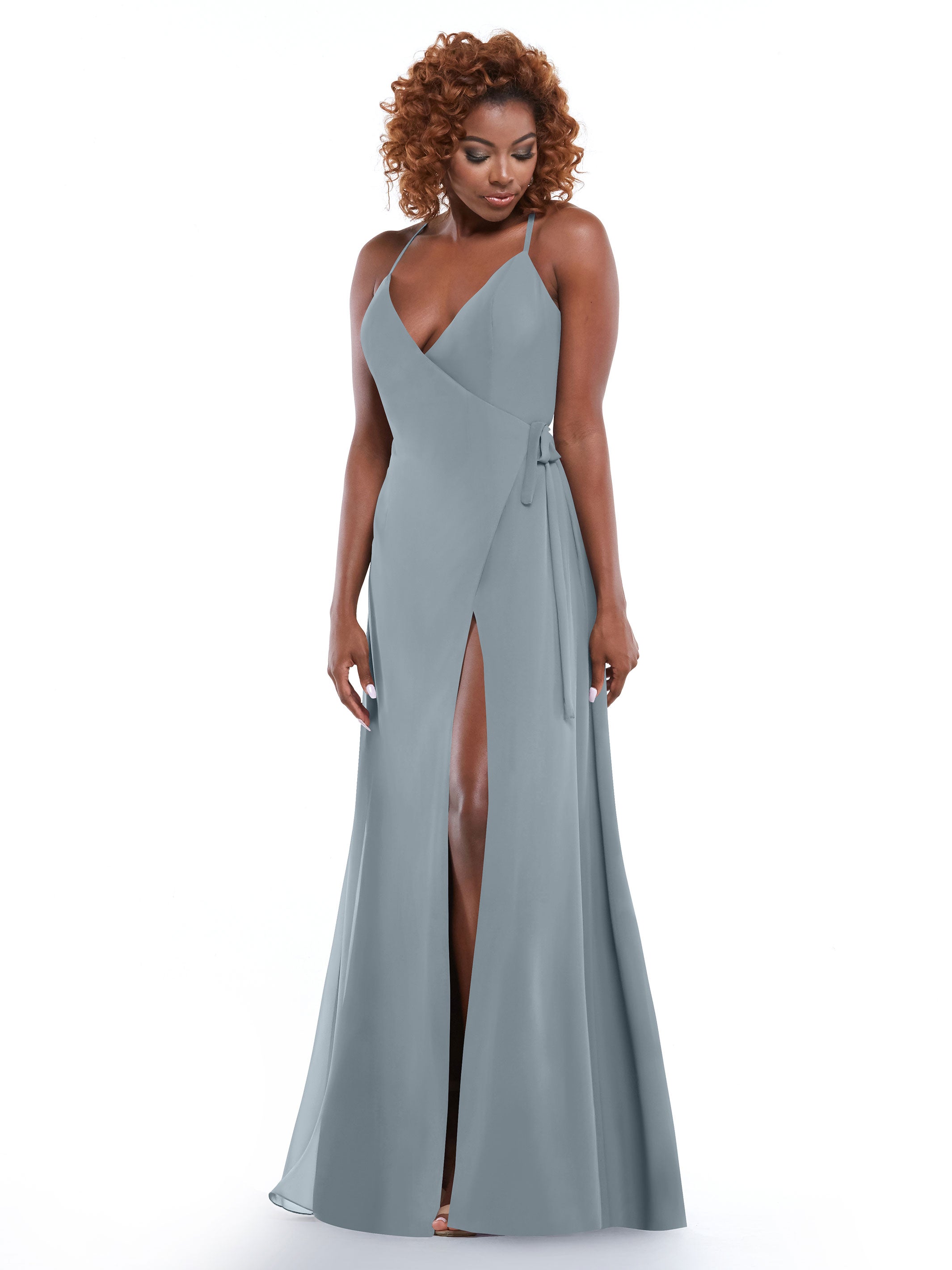 Elegant 80171 Sheath Chiffon Bridesmaid Dress with Adjustable Self-Tie Waist Sash - Perfect for Weddings, Formal Events & Special Occasions