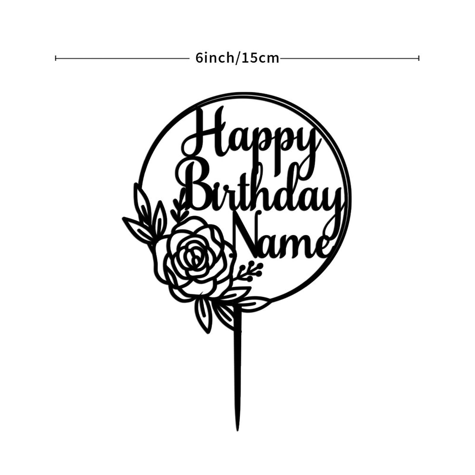 Personalized Black Acrylic Rabbit & Deer Antlers Cake Toppers - Happy Birthday Decorations for Boys & Girls - Perfect for Birthday Parties, Baby Showers, and Special Celebrations