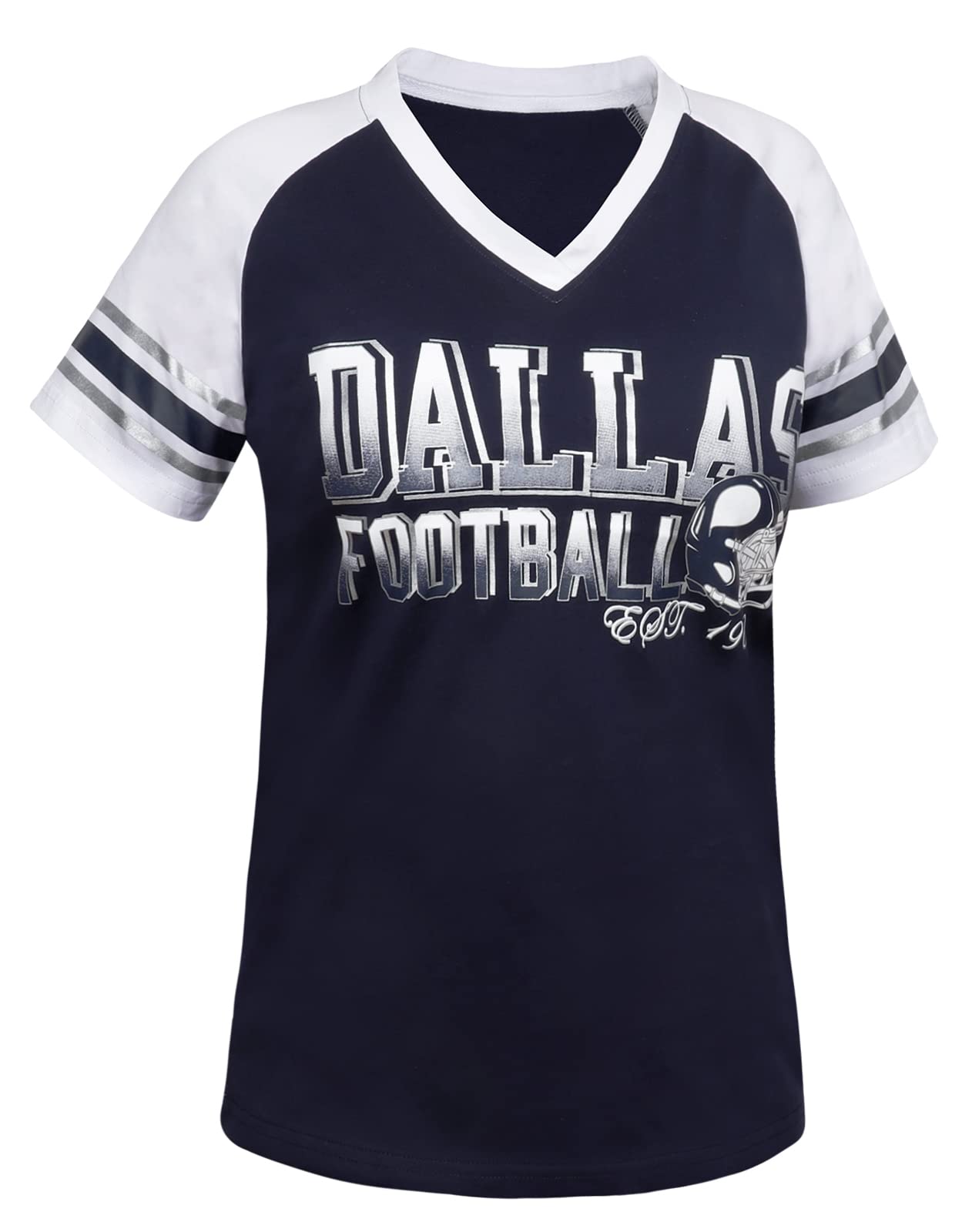 Women's Football Fan Athletic Raglan T-Shirt - Navy & White - Comfortable Sports Tee for Game Day, Workout & Casual Wear