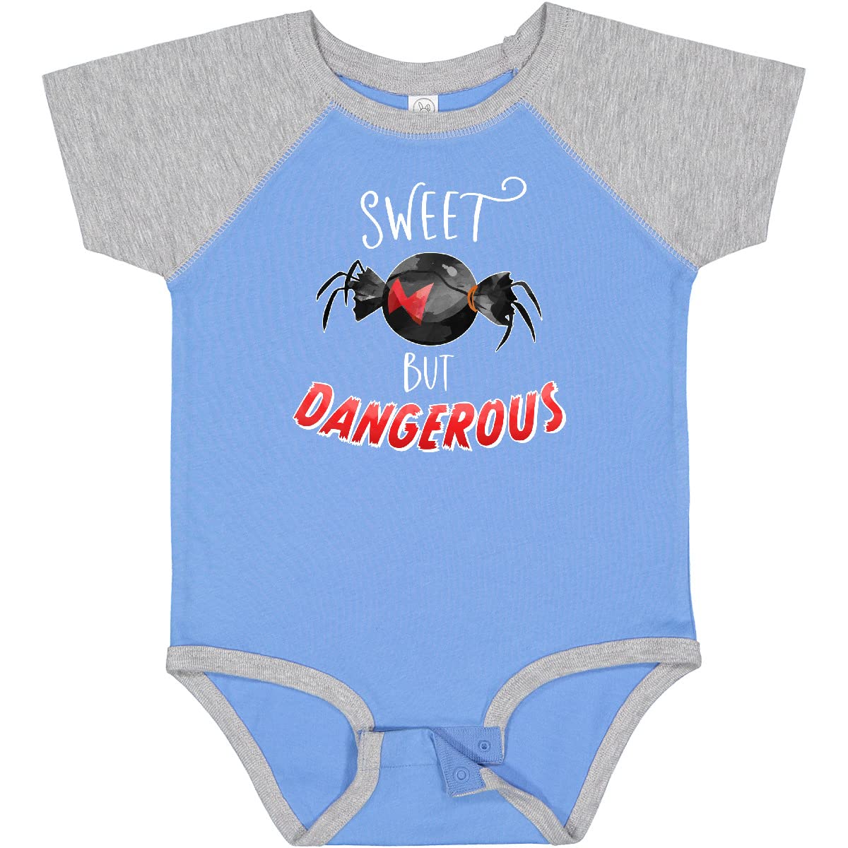 Inktastic Sweet But Dangerous Black Widow Spider Candy Baby Bodysuit - Halloween Costume, Funny Spider Lover Outfit for Infants & Toddlers - Perfect for Halloween Parties, Dress-Up Play & Photo Shoots