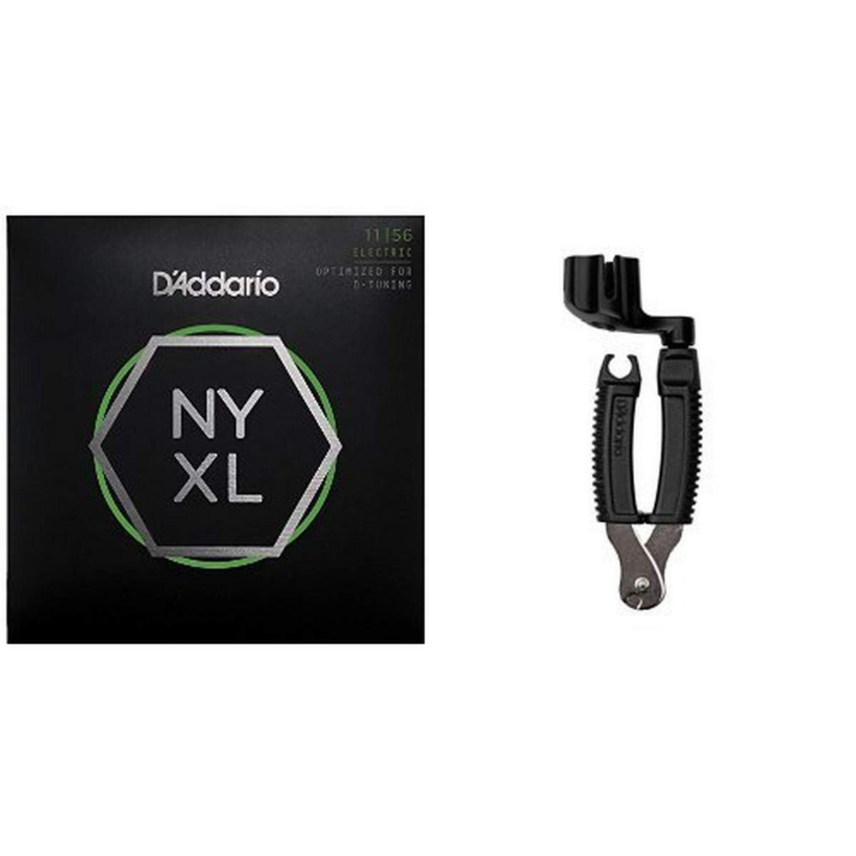 D'Addario NYXL1156 Electric Guitar Strings - Medium Top/Extra-Heavy Bottom (11-56 Gauge) with Pro-Winder String Cutter Bundle | Premium Nickel Plated Steel for Rock & Metal | Perfect for Stage Performance & Studio Recording