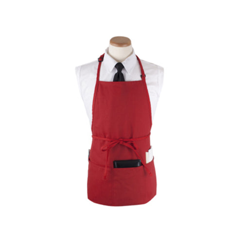 Culinary Essentials 859395 4-Pocket Bib Apron - Red - Perfect for Cooking, Grilling & Kitchen Work