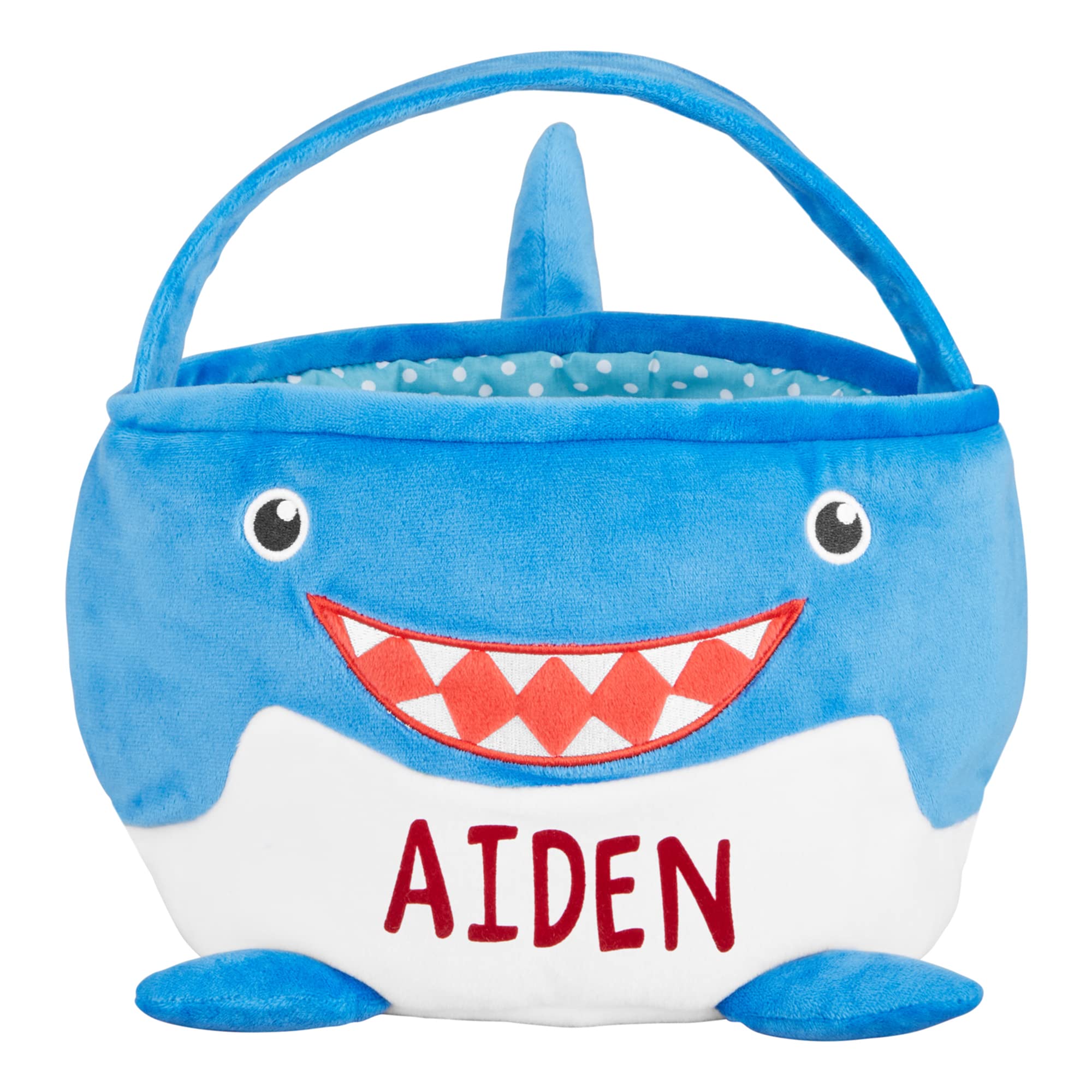 Personalized Easter Basket for Kids - Custom Name Plush Furry Critter Gift for Boys & Girls - Fillable Easter Basket with Optional Stuffers (Shark Design) - Perfect for Easter Celebrations, Birthday Gifts & Holiday Surprises