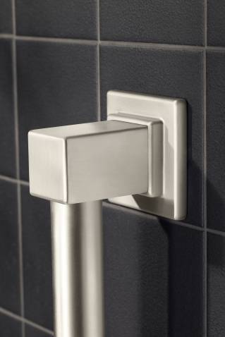 Moen 90 Degree 12-Inch Designer Grab Bar - Brushed Nickel (YG8812BN) for Bathroom Safety & Accessibility