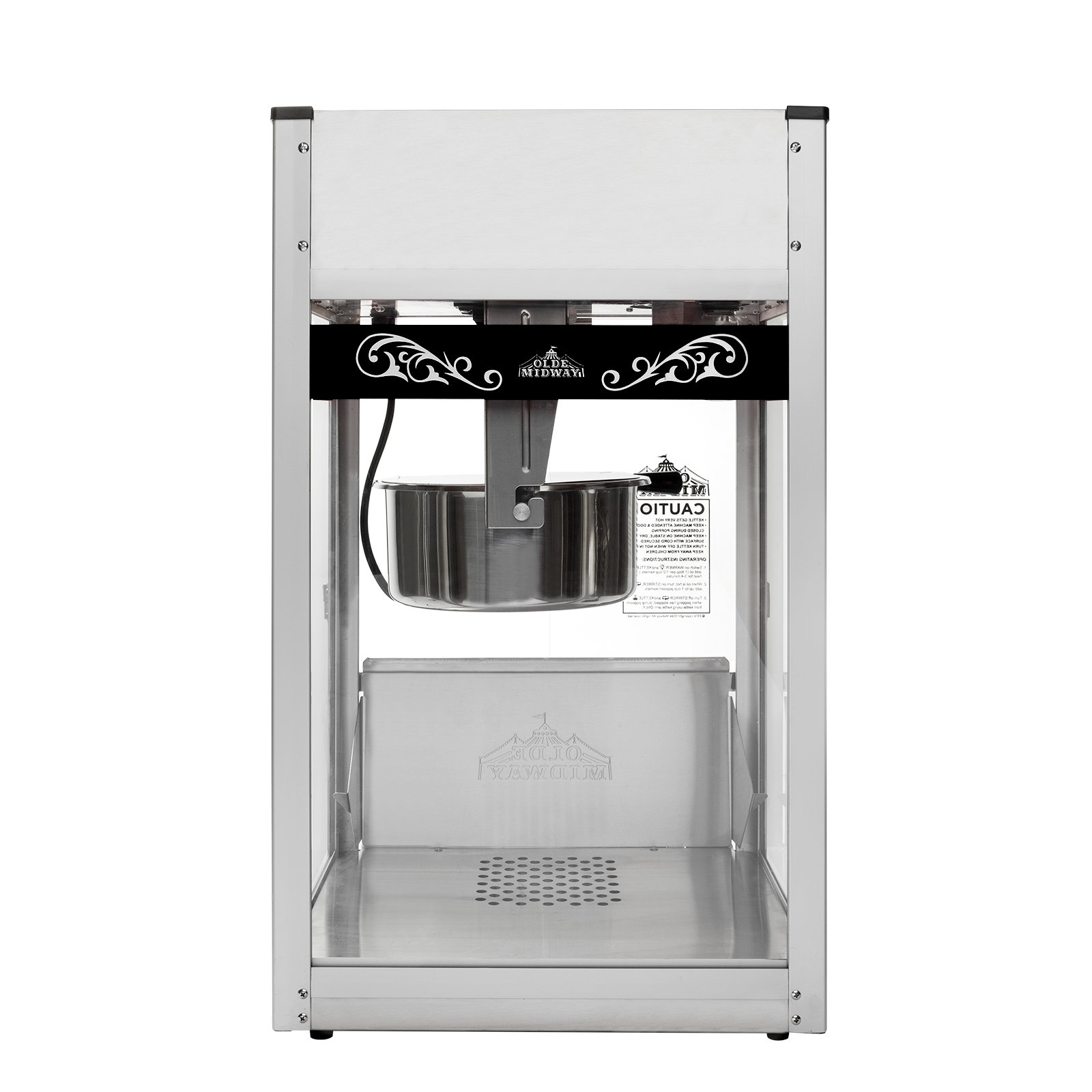 Olde Midway Commercial Popcorn Machine - 12-Ounce Large Kettle Popper Maker for Movie Theater, Carnival & Home Use - Black