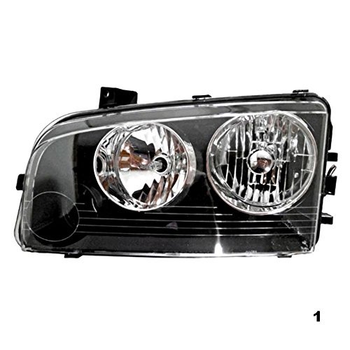 2006-2010 Dodge Charger Left Driver Side Halogen Headlight Assembly with Clear Turn Signal - Replacement for Damaged or Worn Headlights, Night Driving Safety Upgrade