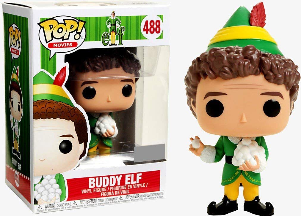 Funko Pop Movies Elf Buddy Vinyl Figure #488 with Snowballs - Collectible Green Art Toy for Christmas Decor & Gifts