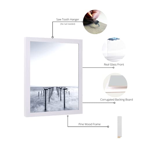 30x40 White Wooden Picture Frame with Acrylic Plexiglass - Large Wall Hanging Frame for Artwork, Posters & Photos - Perfect for Living Room, Bedroom & Office Decor