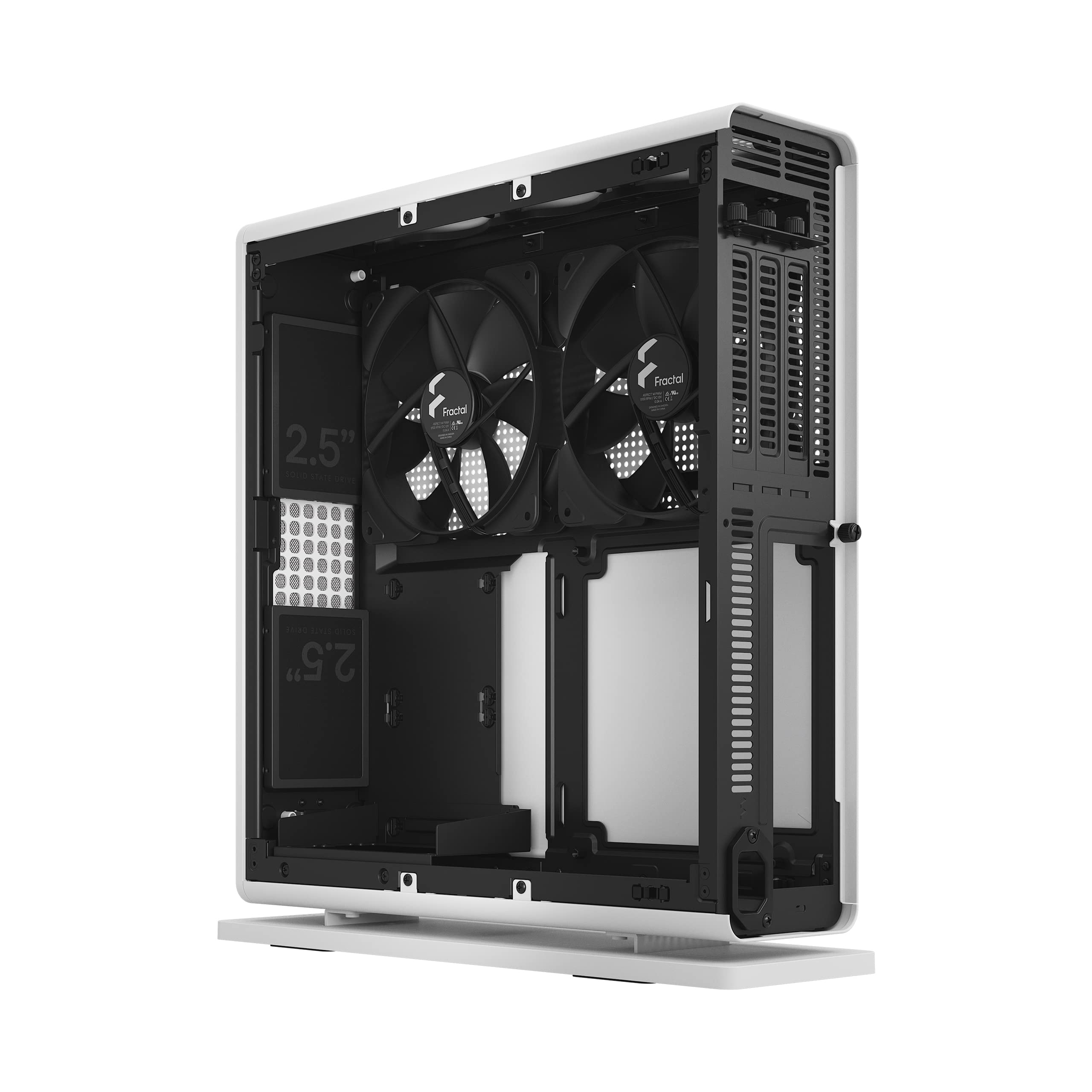 Fractal Design Ridge White ITX PC Case - PCIe 4.0 Riser Card & 2x140mm PWM Fans Included - USB Type-C - Compact Gaming Computer Case for Home Theater & Workstation Setup