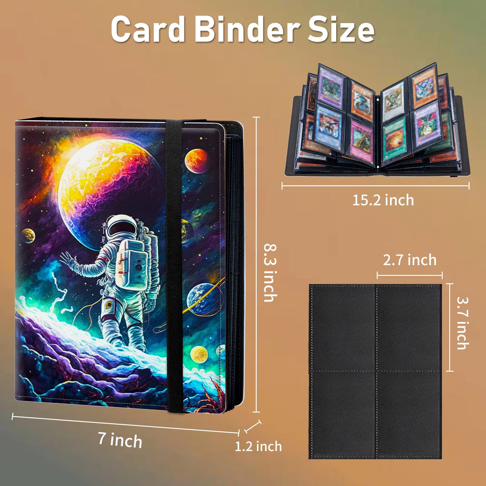 Premium 4-Pocket Trading Card Binder - Holds 160 Cards with Double-Sided Display Pages, Durable Card Holder Album for Sports & Collectible Cards (Standard Size) - Perfect for Organizing Astronaut, Space & Sports Card Collections