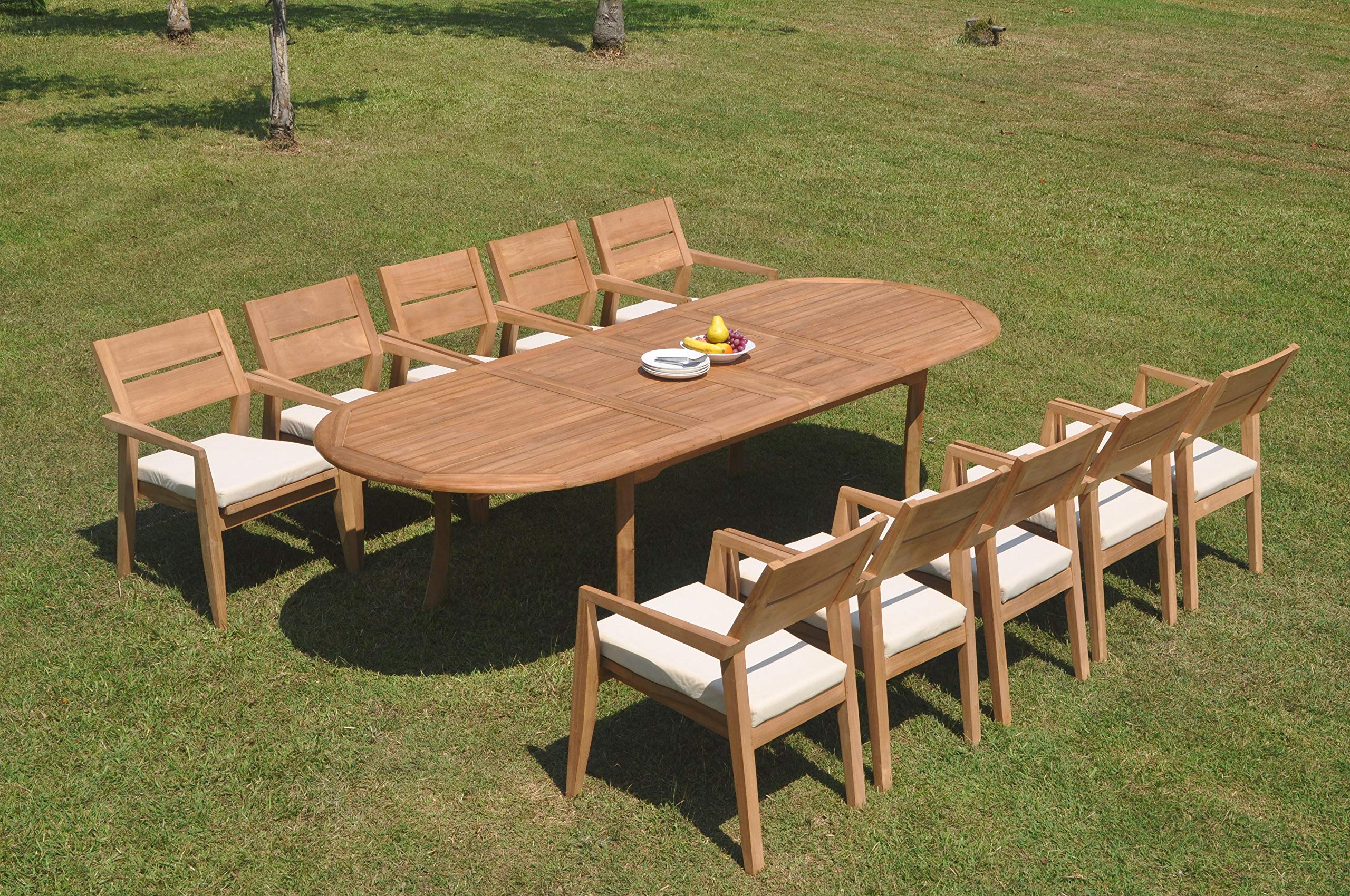 Premium 11-Piece Outdoor Patio Teak Dining Set - 117