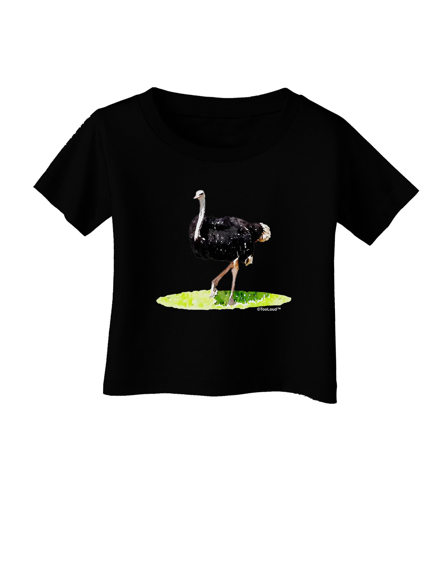 TOOLOUD Ostrich Watercolor Print Baby T-Shirt - Soft Cotton Dark Blue Cute Animal Design - Perfect for Newborn Photo Shoots & Casual Outings