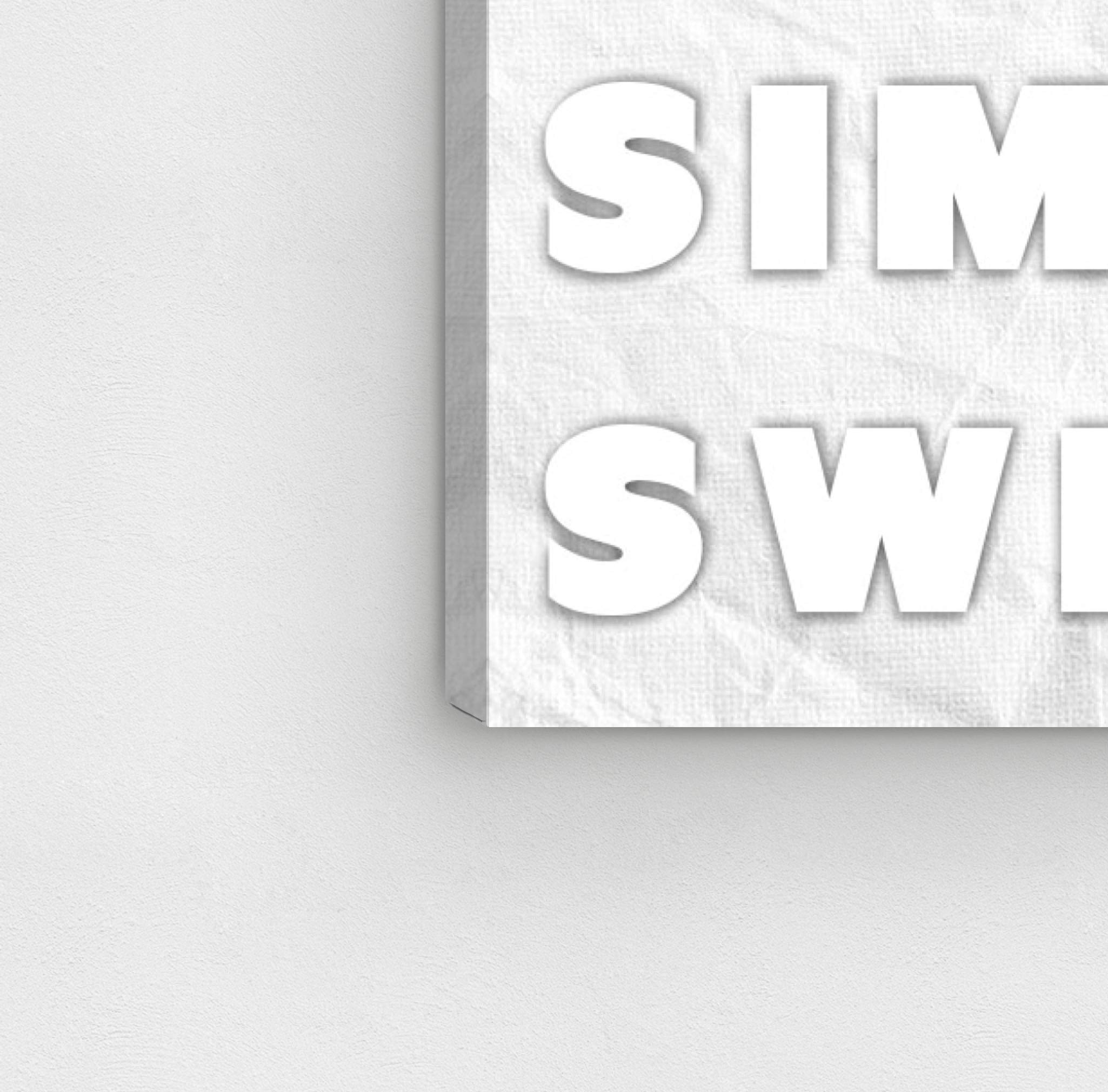 Oliver Gal Artist Co. 'Simpler is Sweeter' Typography Wall Art Canvas Print - 24x16 Inches White Framed Home Decor for Living Room, Bedroom & Office