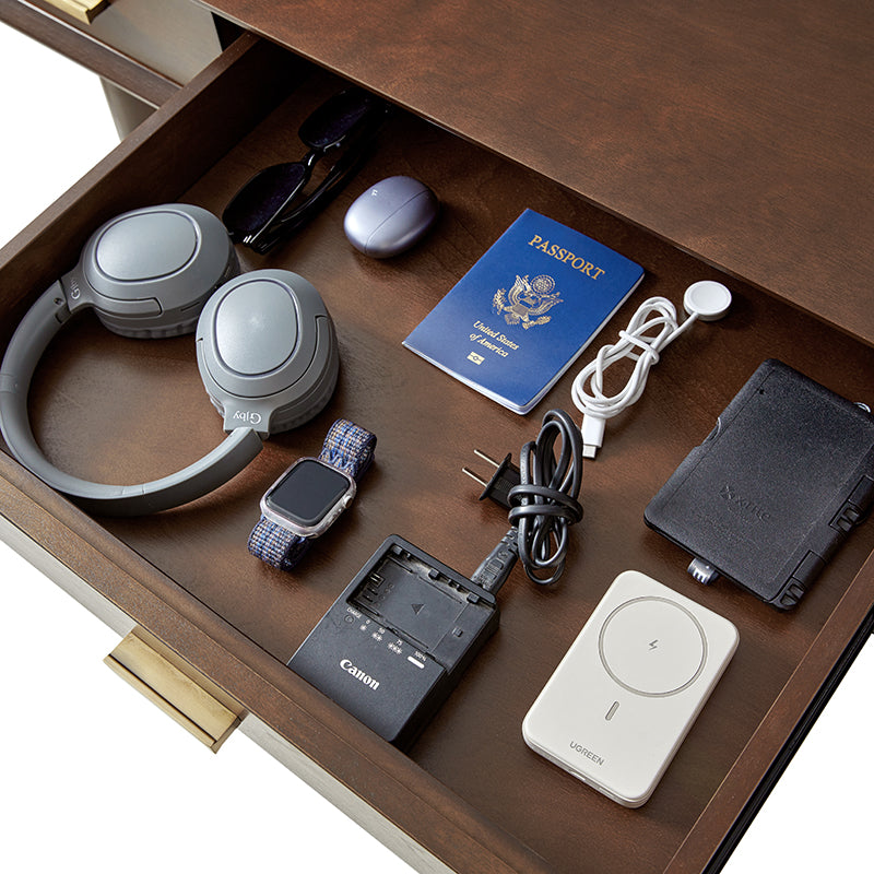 Trevor Mid Century Modern Computer Office Desk with USB Ports - Stylish Home Office Desk for Work & Study, Perfect for Small Spaces & Modern Interiors