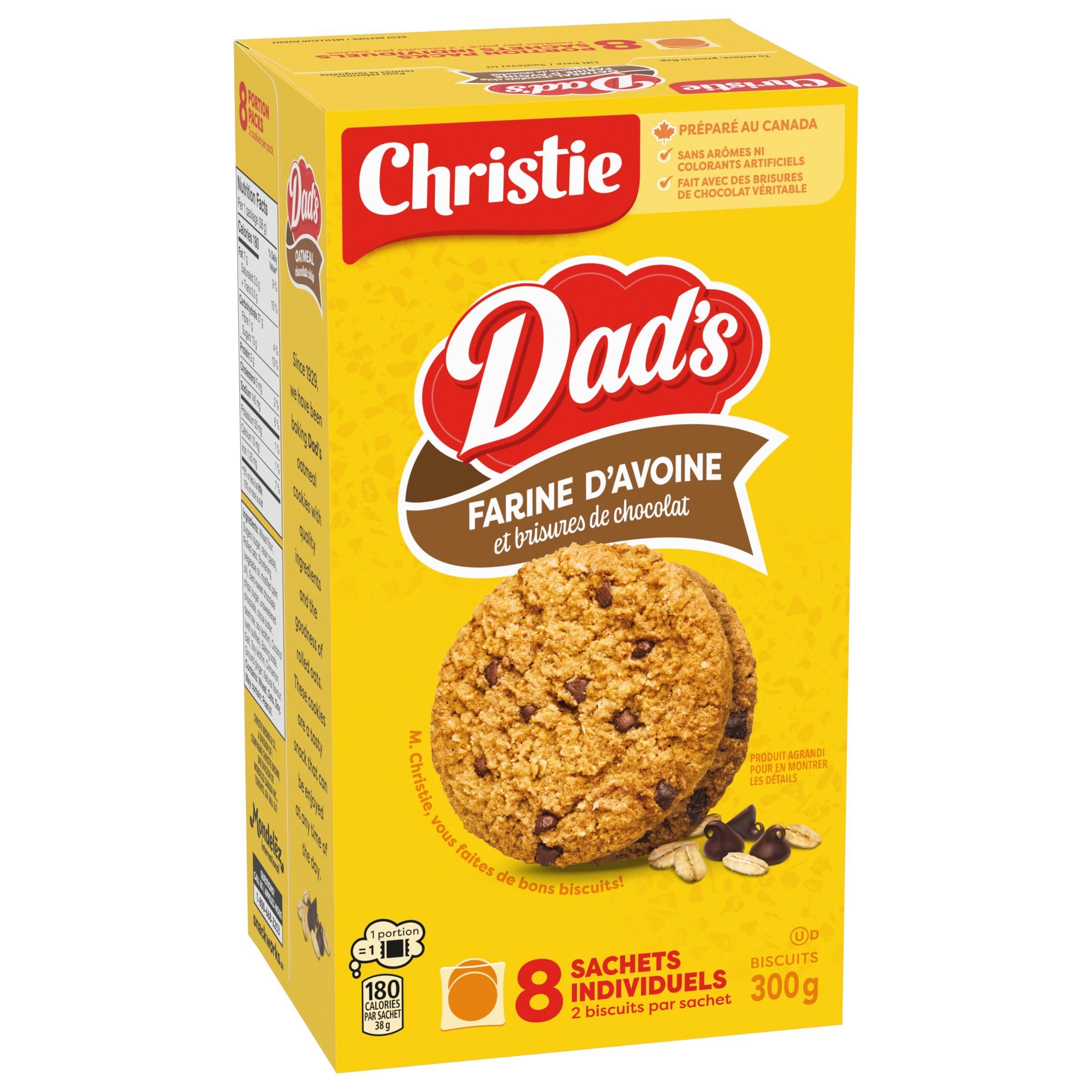Dad's Portion Pack Oatmeal Chocolate Chip Cookies 300g - Healthy School Snacks, Lunchbox Treats & Afternoon Energy Boost for Kids