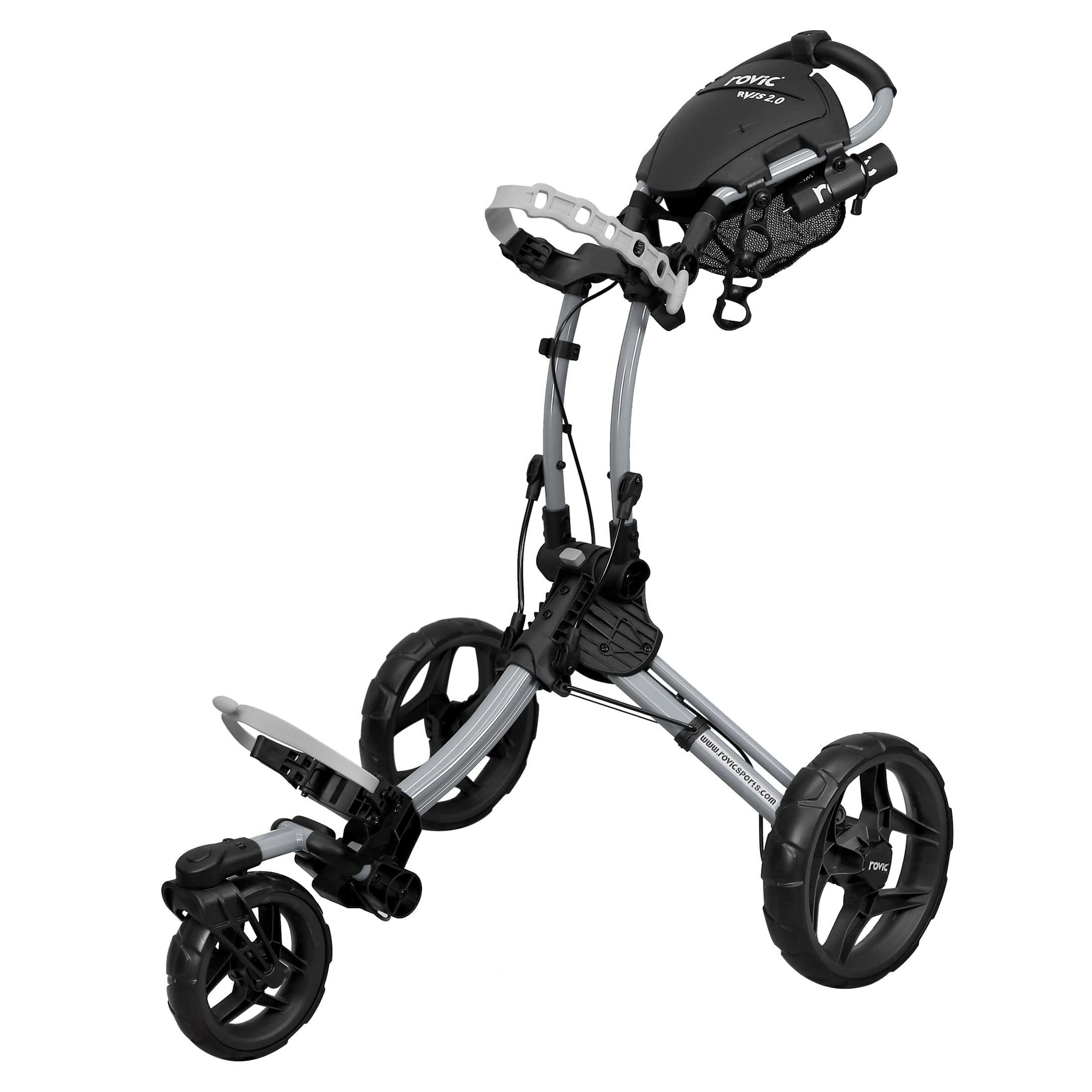 Clicgear Rovic RV1S 2.0 Golf Push Cart - 360° Swivel Front Wheel, Foldable 3-Wheel Design for Easy Storage | Perfect for Walking Golfers on Any Course