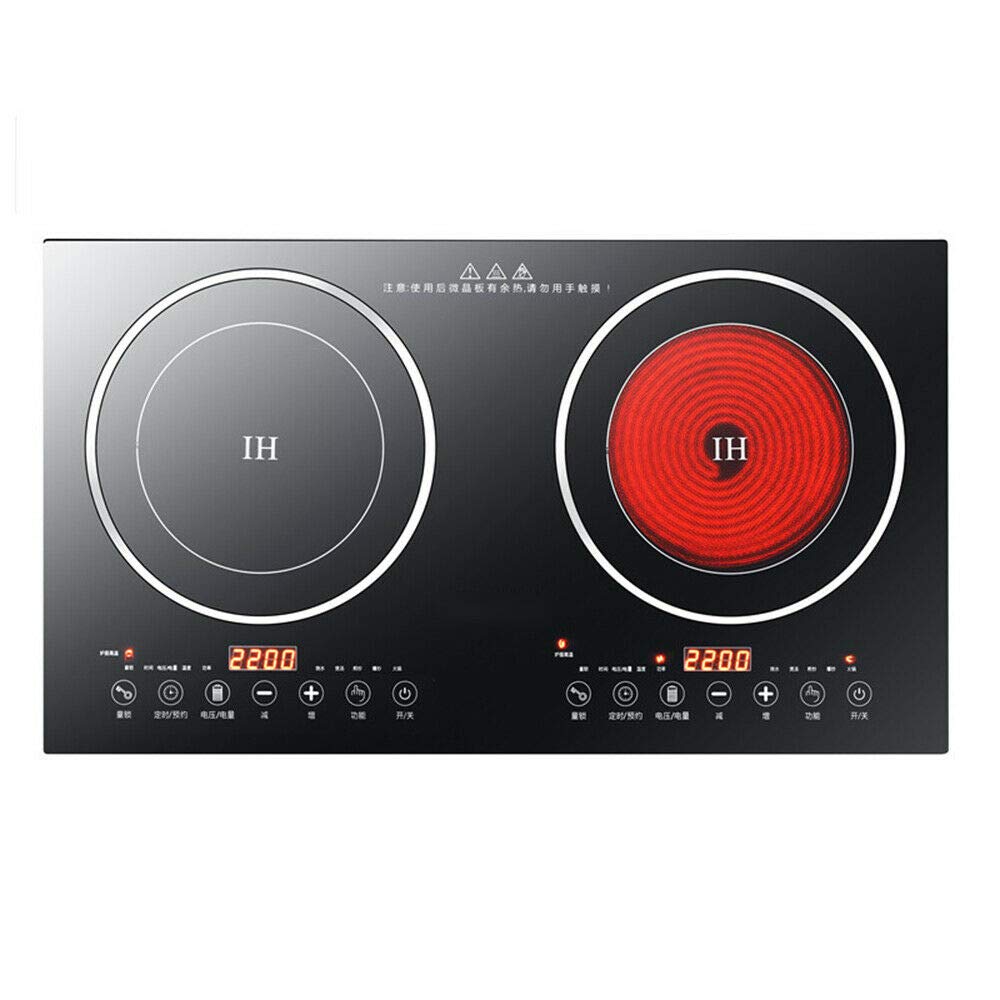 Portable Induction Cooktop - 110V 8-Level Electric Dual Burner Induction Cooker with Countertop Design, Compatible with Cast Iron Cookware - Perfect for Home Kitchen, Restaurant, Dorm & RV Cooking (USA Stock)