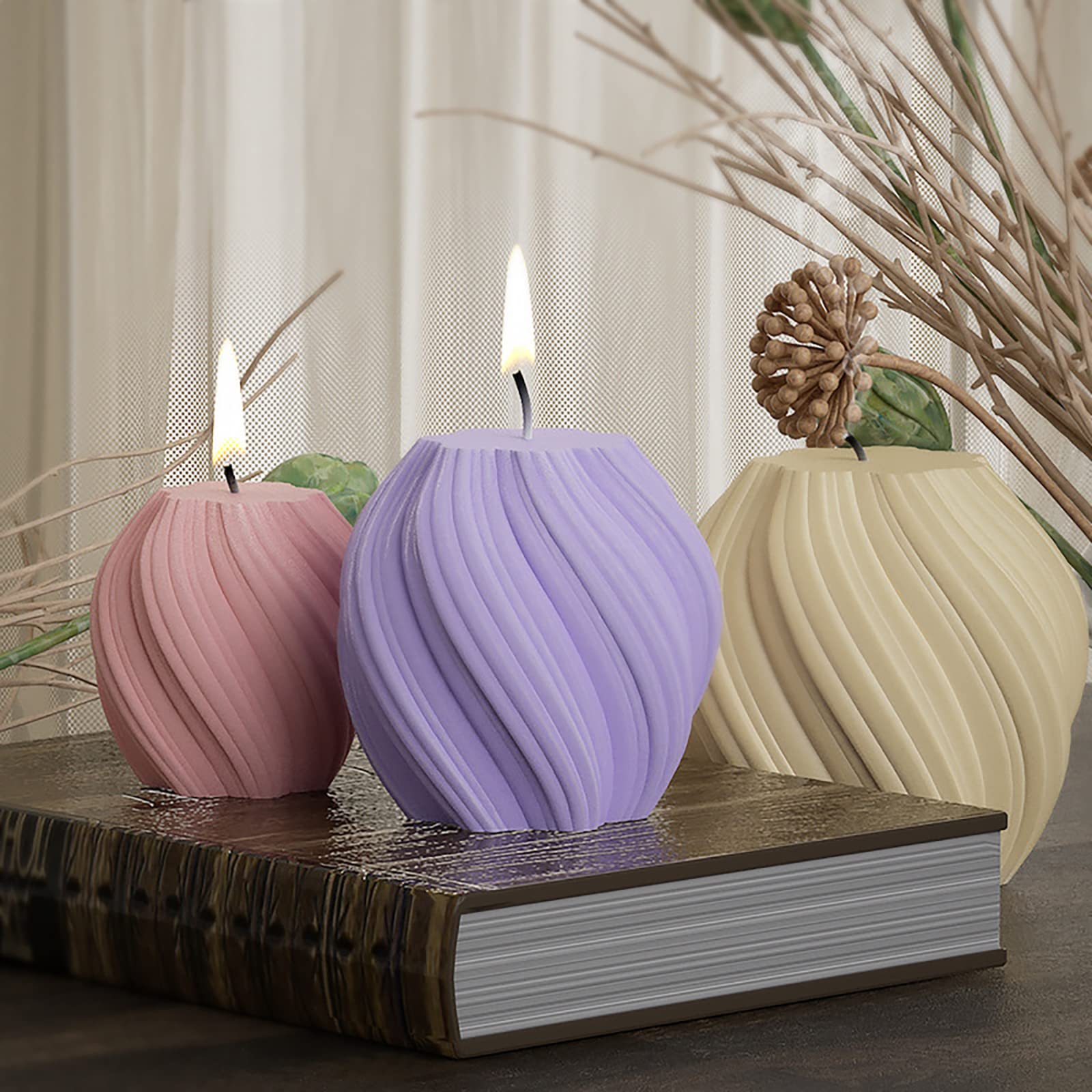 3 Pack Wave Candle Molds Set - Ball, Spiral & Resin Casting Molds for DIY Candles, Soap Making & Home Decor - Perfect for Wedding, Party & Bathroom Decorations