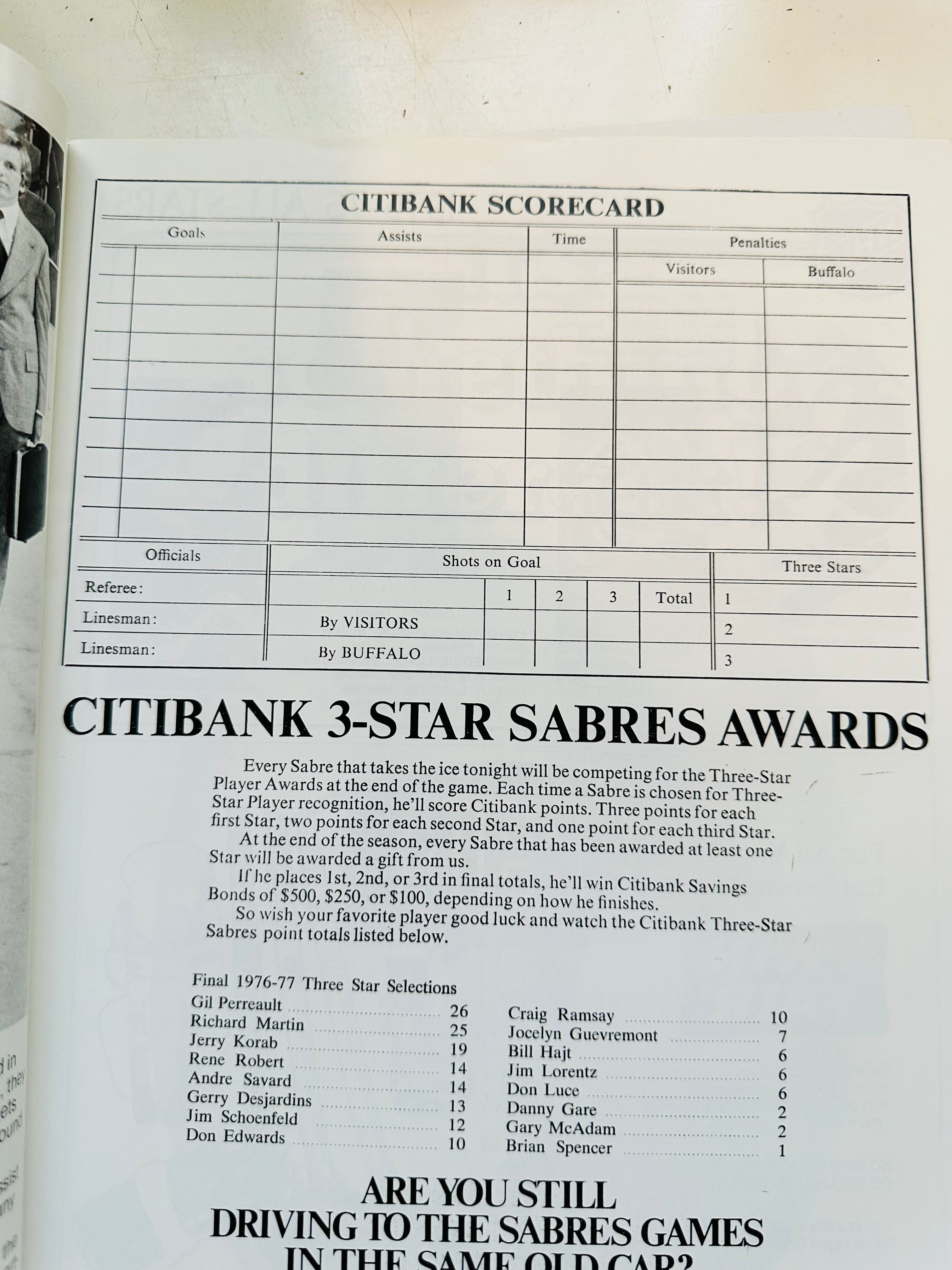 Vintage 1977 Buffalo Sabres vs New York Islanders NHL Hockey Game Program - April Playoff Collector's Item for Sports Memorabilia & Hockey Fans