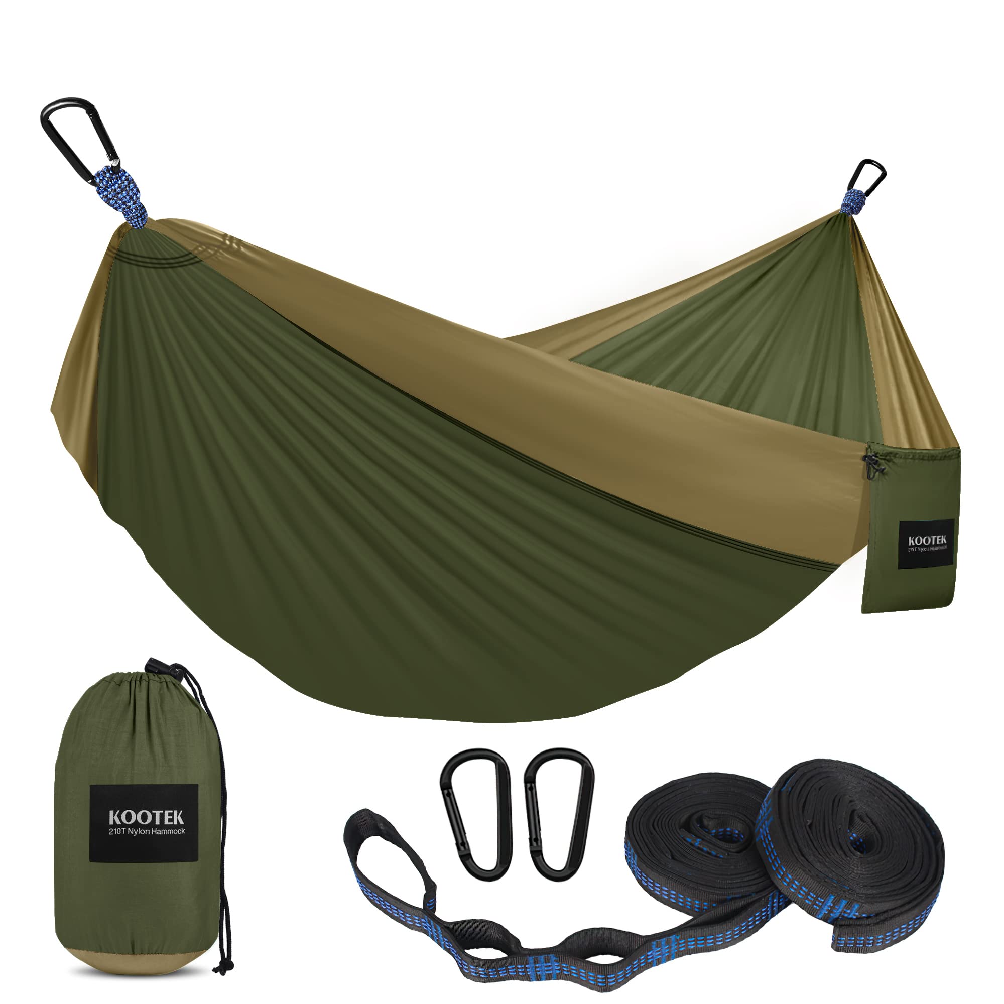 Kootek Portable Camping Hammock - Lightweight Double & Single Hammock with Tree Straps - Perfect for Outdoor Adventures, Hiking, Beach Trips & Backpacking - Essential Camping Gear for Travel