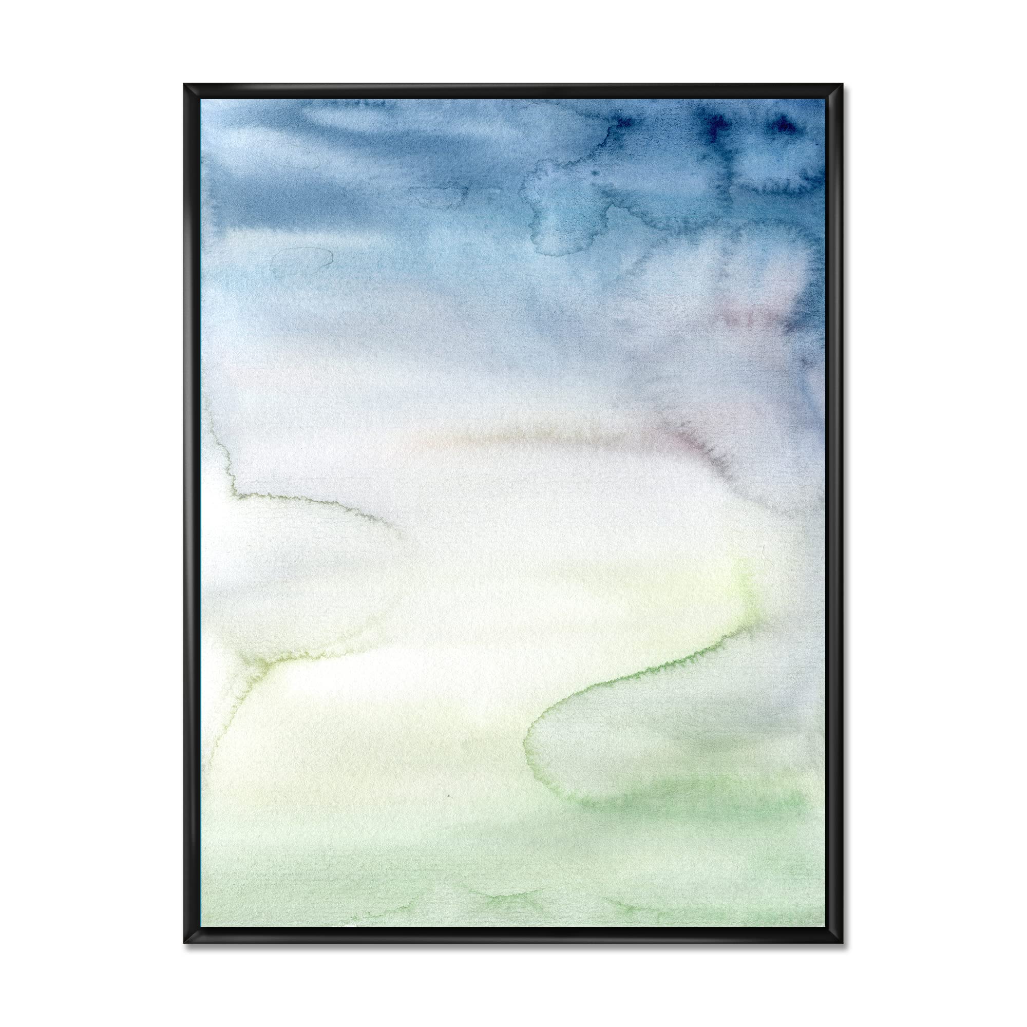 Pastel Abstract Canvas Wall Art with Dark Blue, Green & White Spots - Modern Framed Print for Living Room, Bedroom & Office Decor