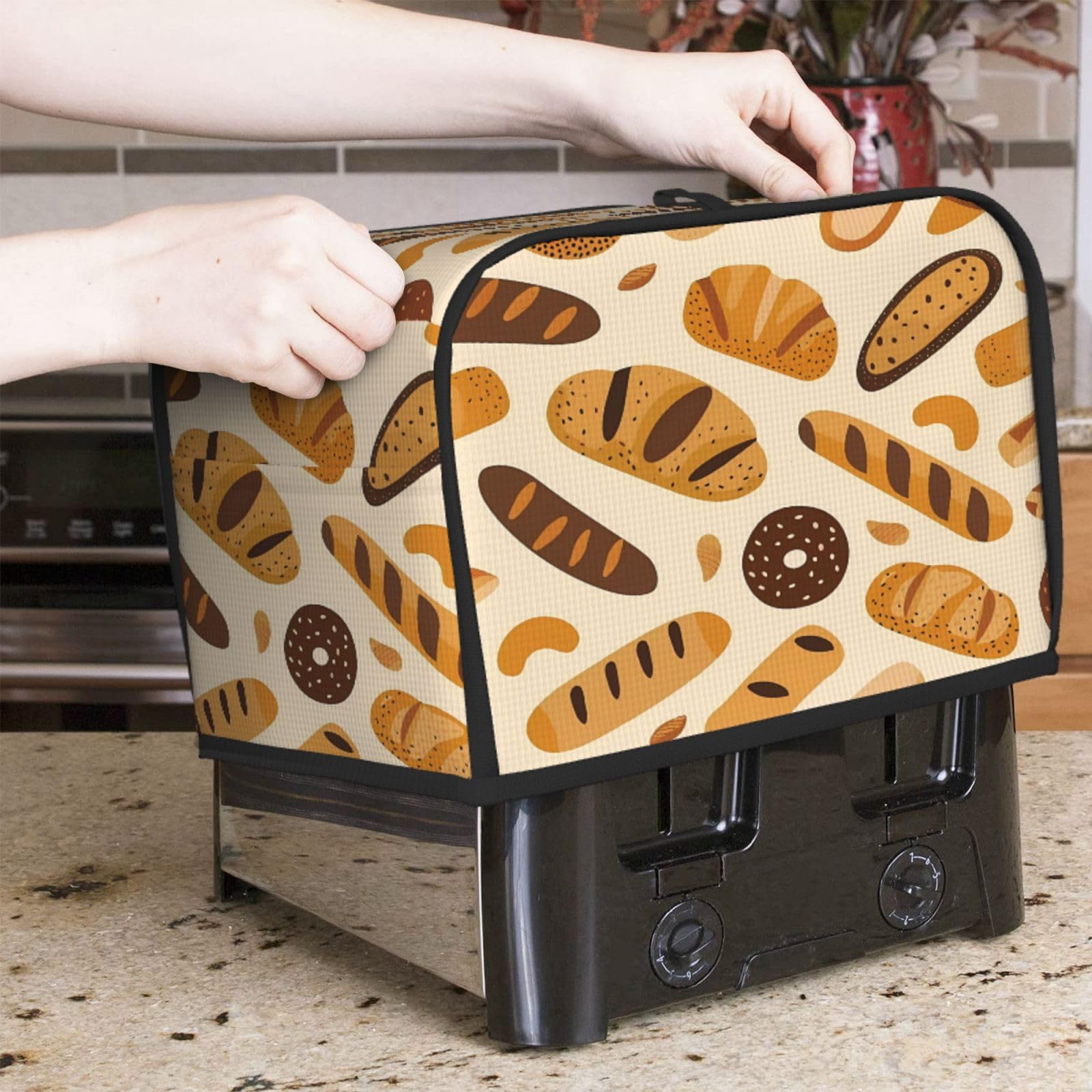 2 Slice Toaster Cover - Waterproof Appliance Cover with Hang Loop for Bread, Pastries & Baker - Perfect for Kitchen Countertop Protection & Decor