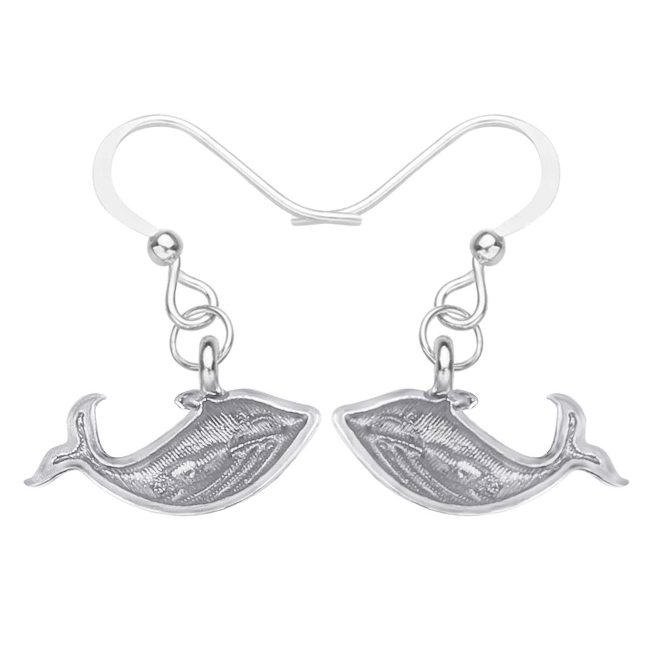 Silver Whale Earrings for Women - Ocean Themed Dainty Jewelry Gift for Beach Parties