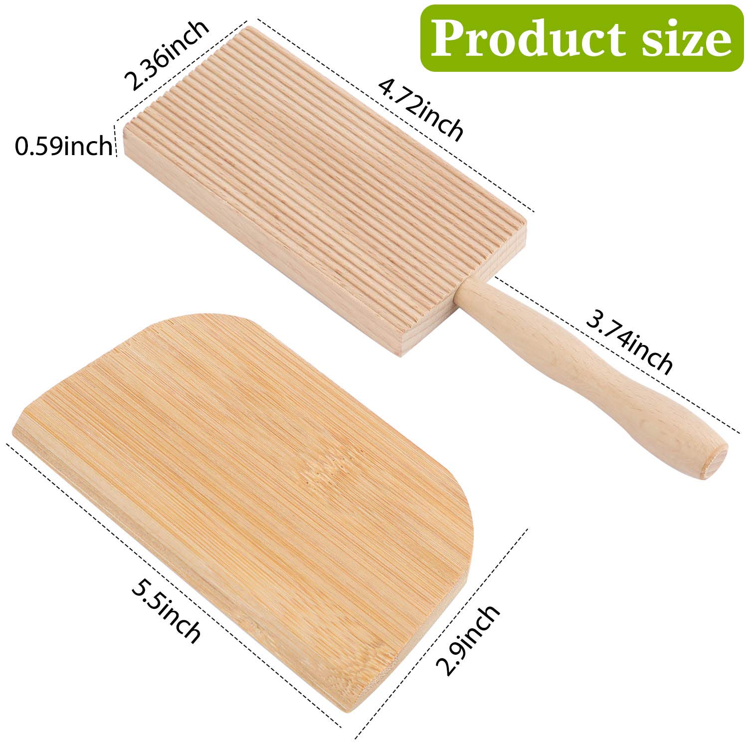 8 Inch Beechwood Gnocchi Paddle with Dough Scraper - Premium Kitchen Tool for Making Homemade Pasta, Dumplings & Gnocchi - Perfect for Italian Cooking & Baking Enthusiasts