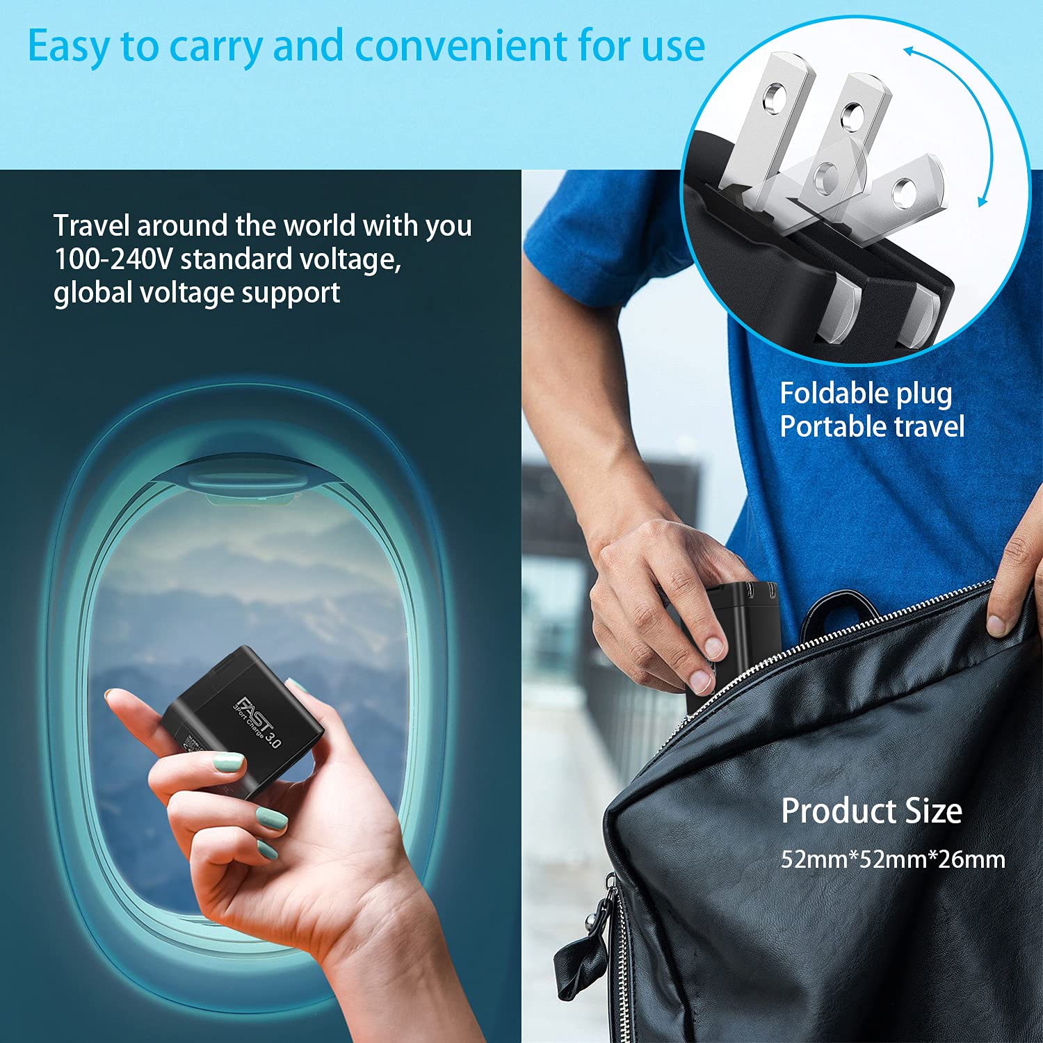 iSeekerKit 30W 3-Port USB C Fast Charger 2Pack with PD 3.0 & 5V/2.4A, Foldable Wall Charger Block for iPhone 14/13/Pro Max, Samsung Galaxy S23/S22, Pixel 7 - Perfect for Home, Office & Travel Charging Needs