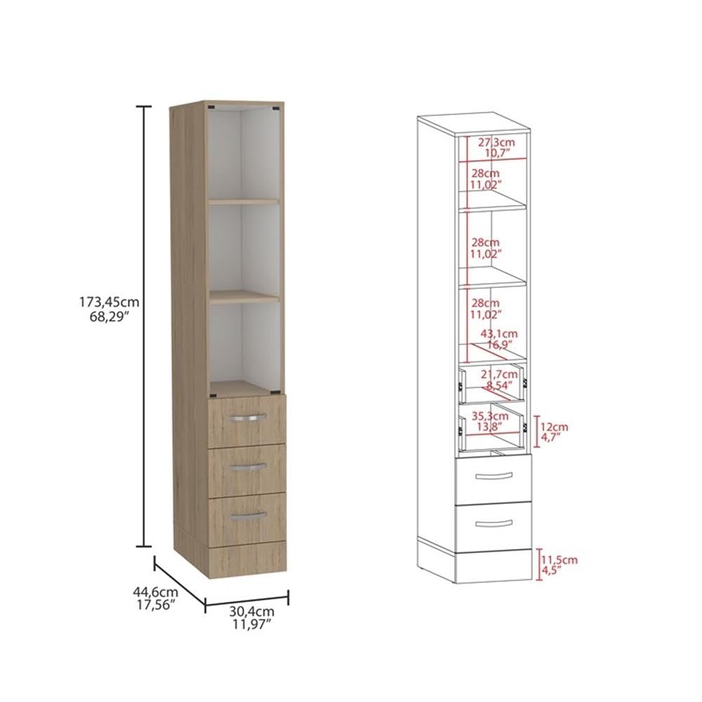 ILUCOBRES Vanguard Linen Cabinet - White Wooden Storage Organizer for Bathroom, Bedroom & Laundry Room | Space-Saving Linen Closet with Adjustable Shelves | Perfect for Towels, Sheets & Home Essentials