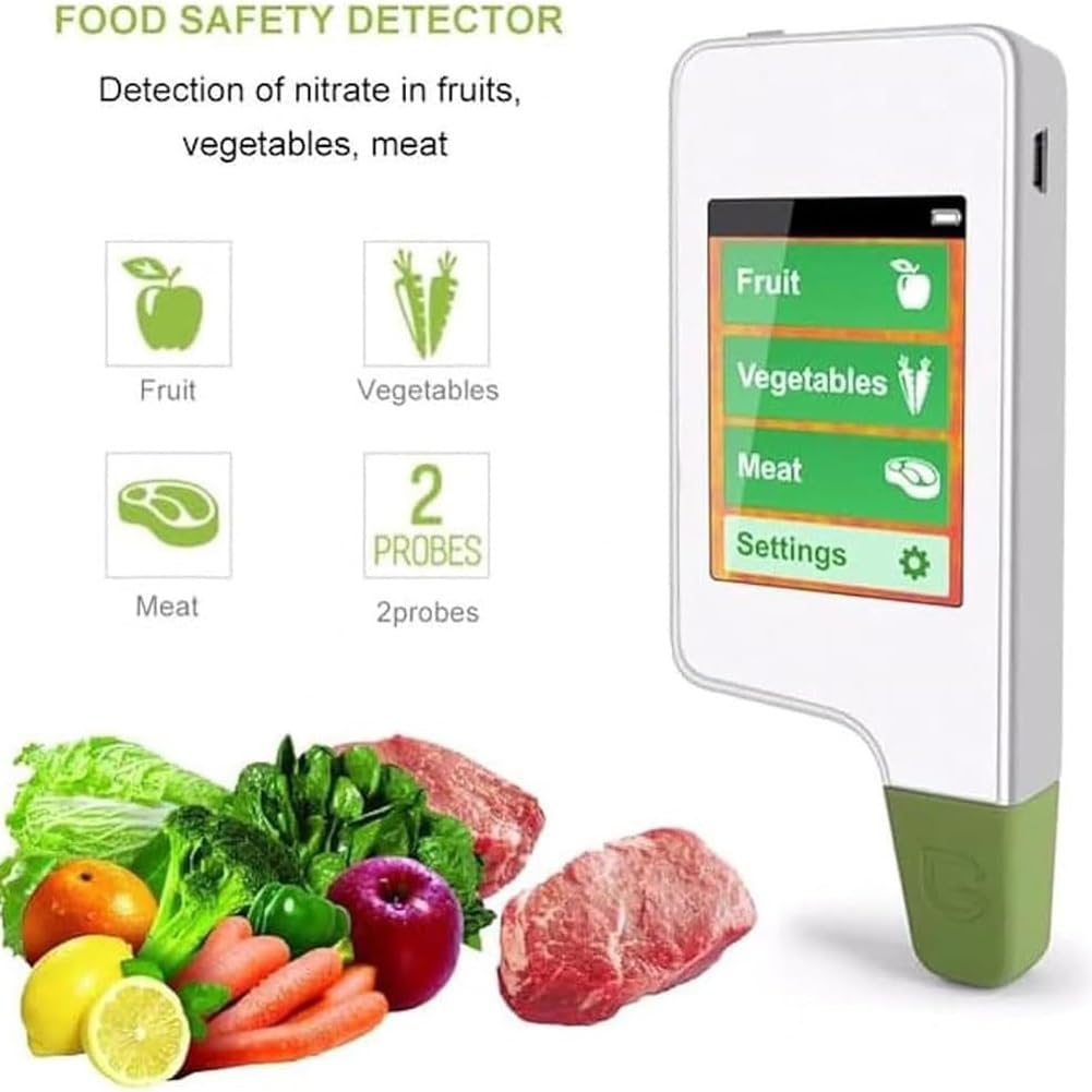 6-in-1 Food Safety Tester - Nitrate Detector, Pesticide Residue Analyzer, Radiation Meter for Water, Fresh Meat, Fruits & Vegetables | Home & Restaurant Use
