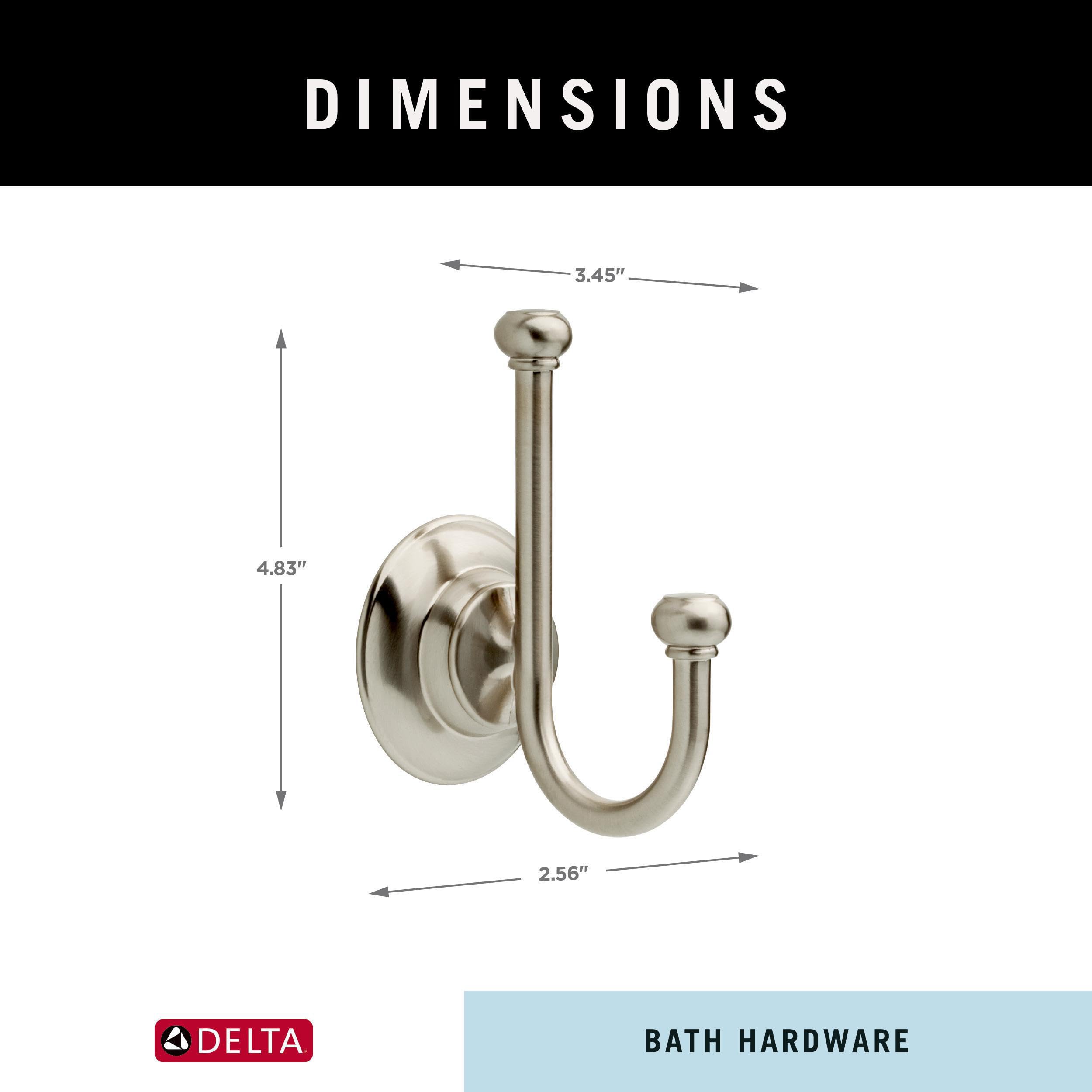 Delta Porter 1-Pack Brushed Nickel Towel Hook - Wall Mounted Bathroom Accessory with SpotShield Finish - Perfect for Hanging Robes, Towels & Bathroom Essentials (PTR35-BN)