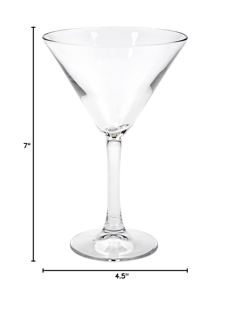 Premium Restaurantware Cascata 12-Piece 9oz Stemmed Martini Glass Set - Chip-Resistant Tempered Fine-Blown Glass Cocktail Glasses, Dishwasher Safe for Martinis, Cosmopolitans & Cocktail Parties | Elegant Barware for Home Entertaining & Professional Mixology