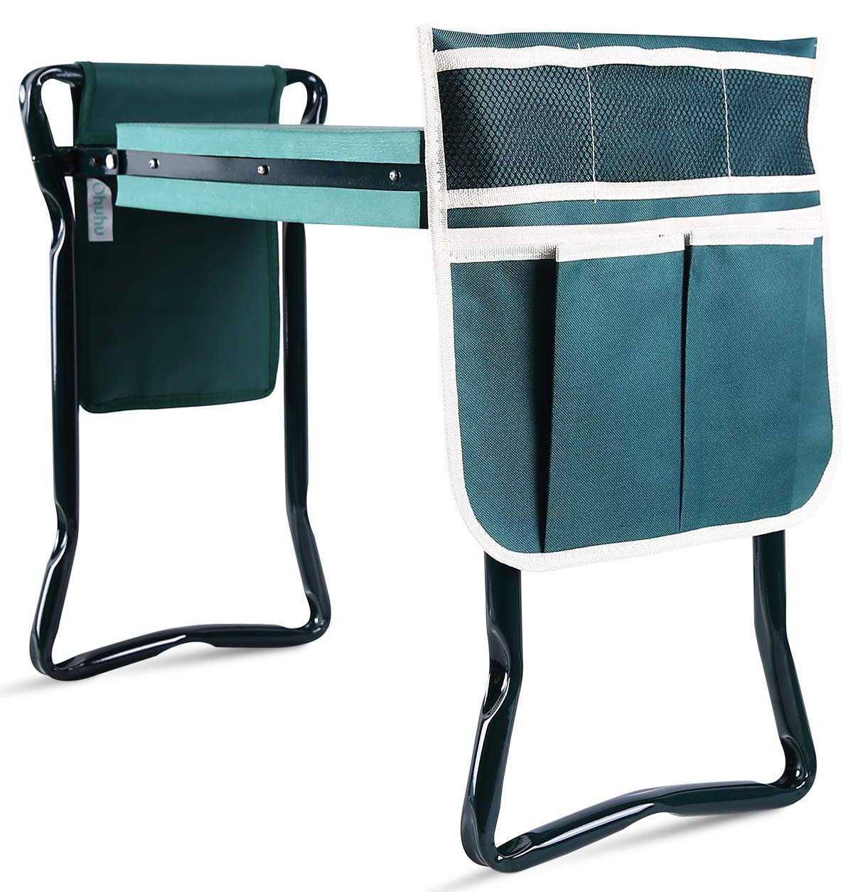 Ohuhu Heavy Duty Garden Kneeler and Seat with EVA Foam Pad - Foldable Gardening Stool with 2 Tool Pouches, 2-in-1 Portable Garden Bench for Planting, Weeding & Outdoor Work - Perfect Gardening Gift for Women, Men & Seniors