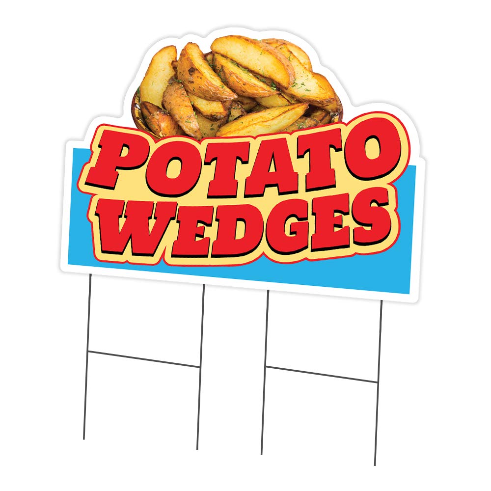 24x36 Inch Potato Wedges Yard Sign with Stake | Double-Sided Business Advertising Sign | Durable & Weatherproof | Made in USA | Perfect for Restaurants, Food Trucks & Outdoor Events