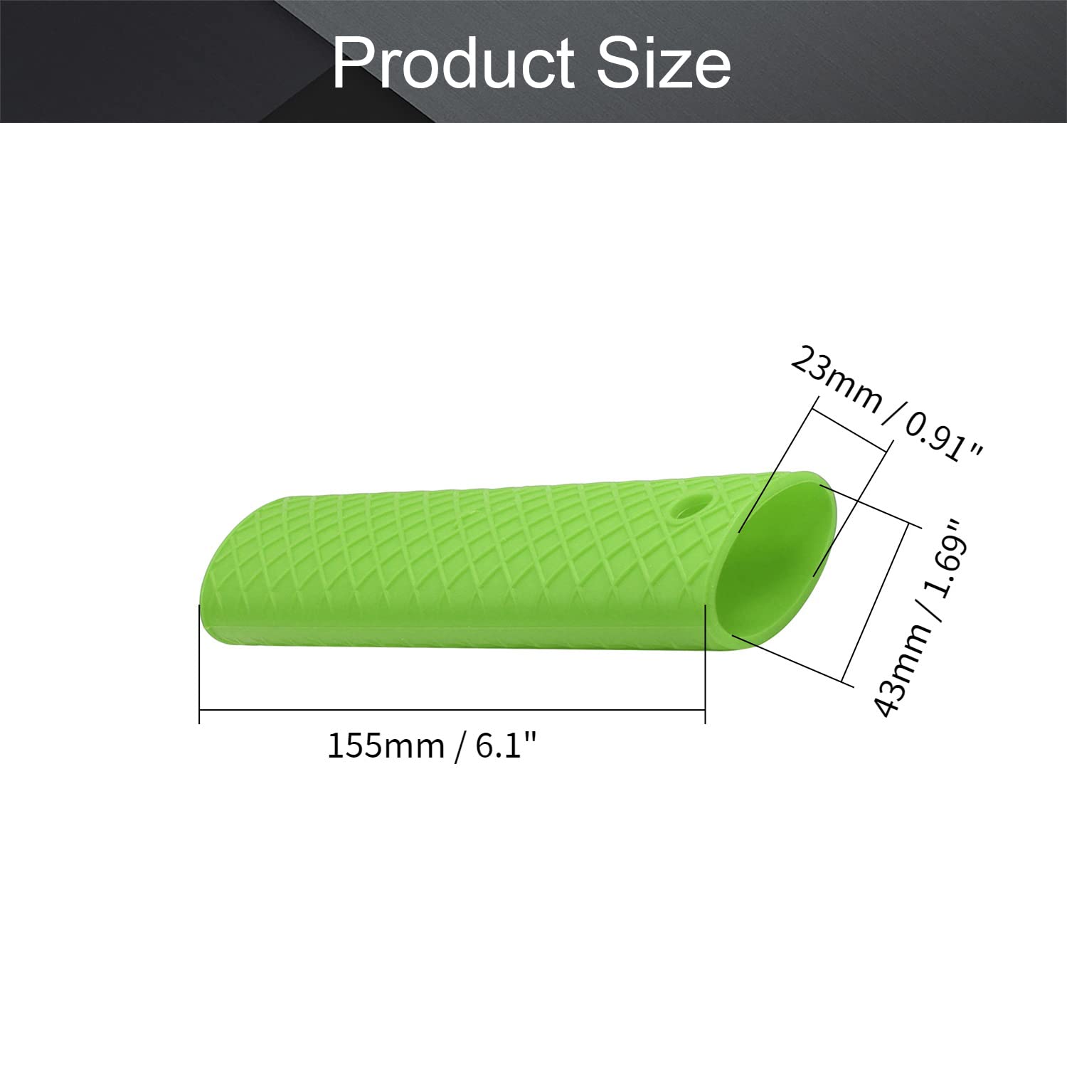 6.1 Inch Heat Resistant Silicone Pot Handle Sleeve - Non-Slip Hot Handle Holder for Cast Iron Pots, Woks, Frying Pans & Skillets - Oven Safe Green Potholders (2 Pack) - Perfect for Cooking, Grilling & Baking