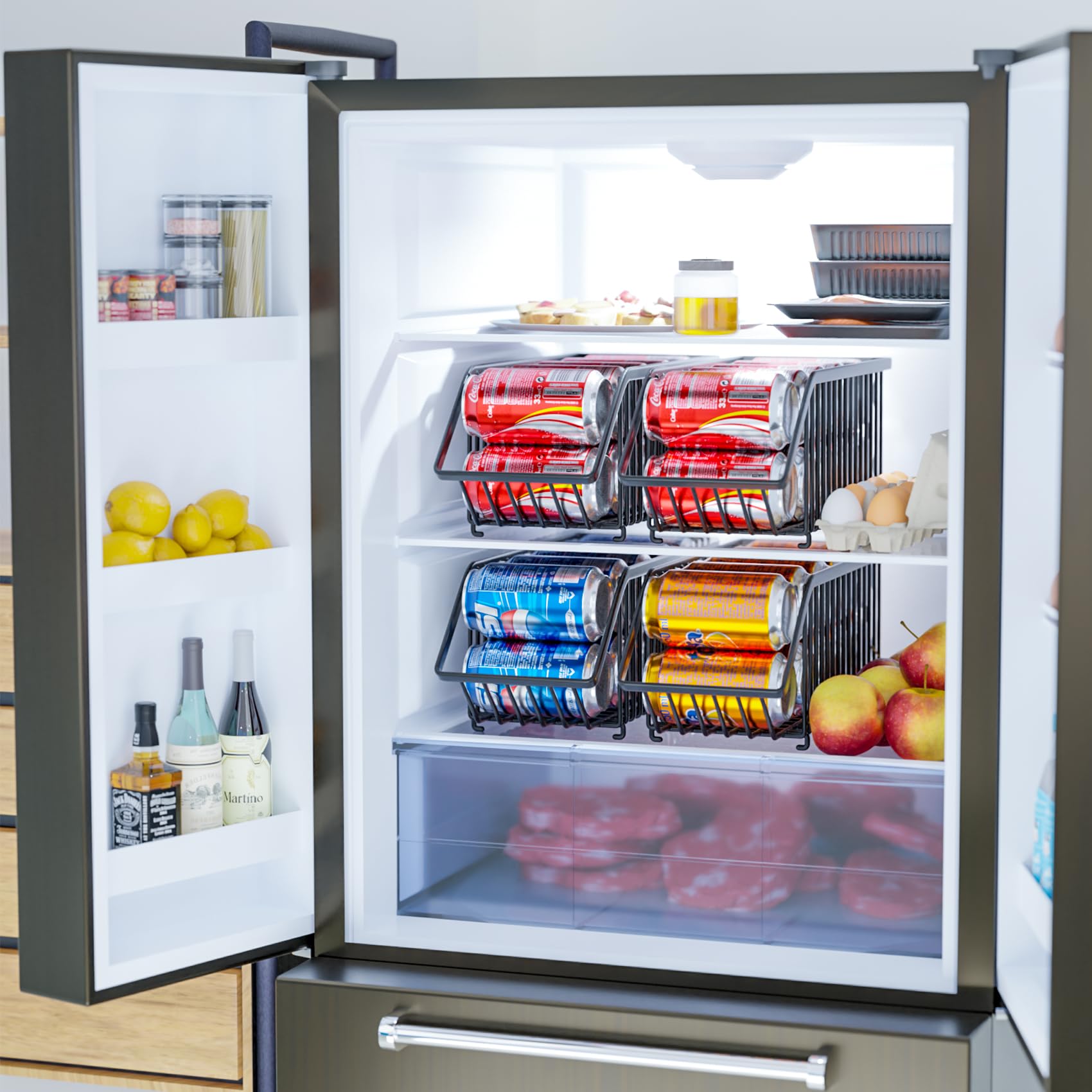 4-Pack Stackable Soda Can Organizer - Space-Saving Pantry Storage for Cans, Soup, Pet Food | Perfect for Kitchen, Pantry & Garage Organization