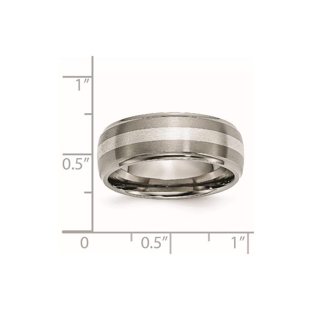 Premium 8mm Titanium & Sterling Silver Inlay Brushed Polished Band Ring for Men & Women – Perfect for Weddings, Anniversaries & Everyday Wear