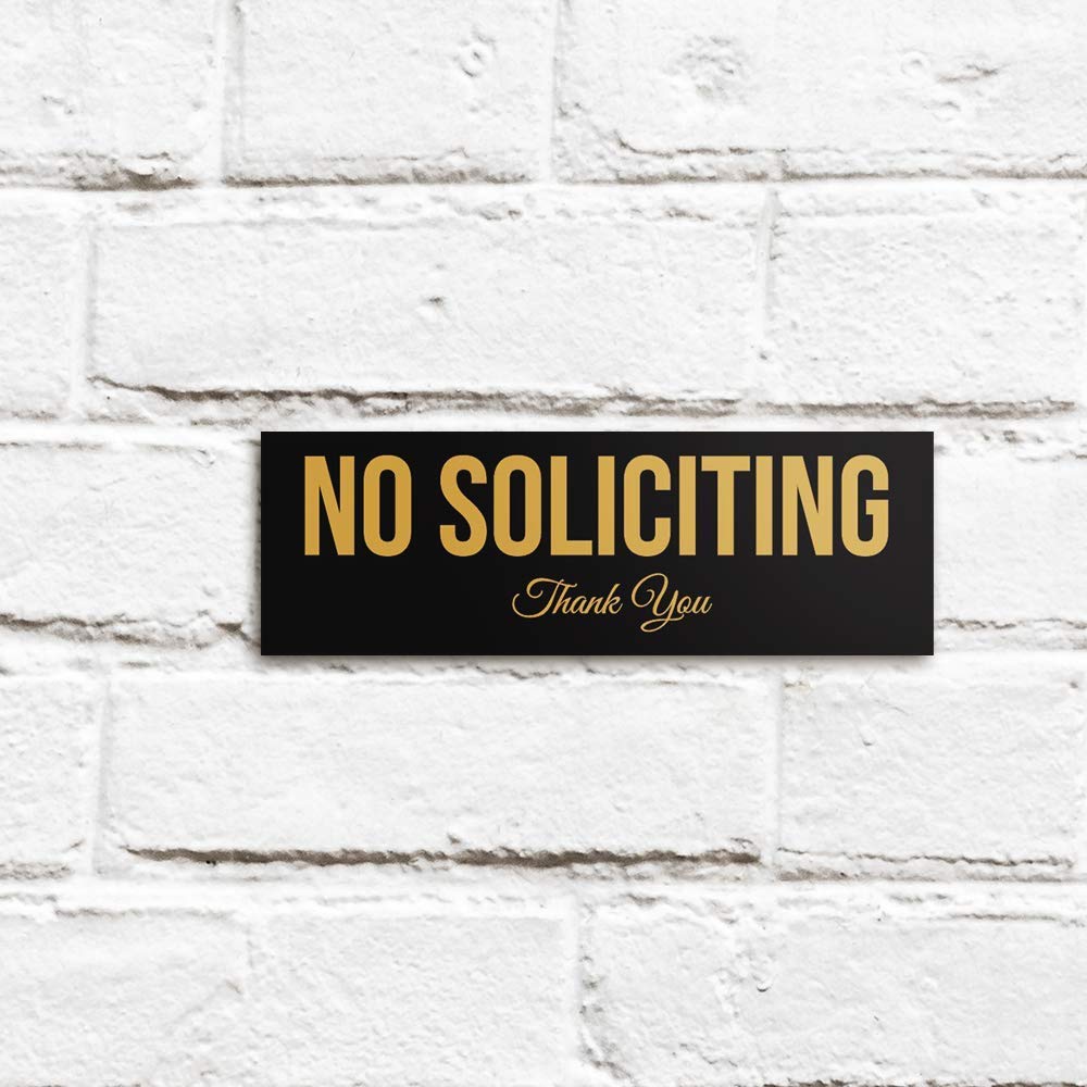 High-Quality 'No Soliciting' Cursive Sign in Red - Small Size for Home, Office, or Business Door Decor