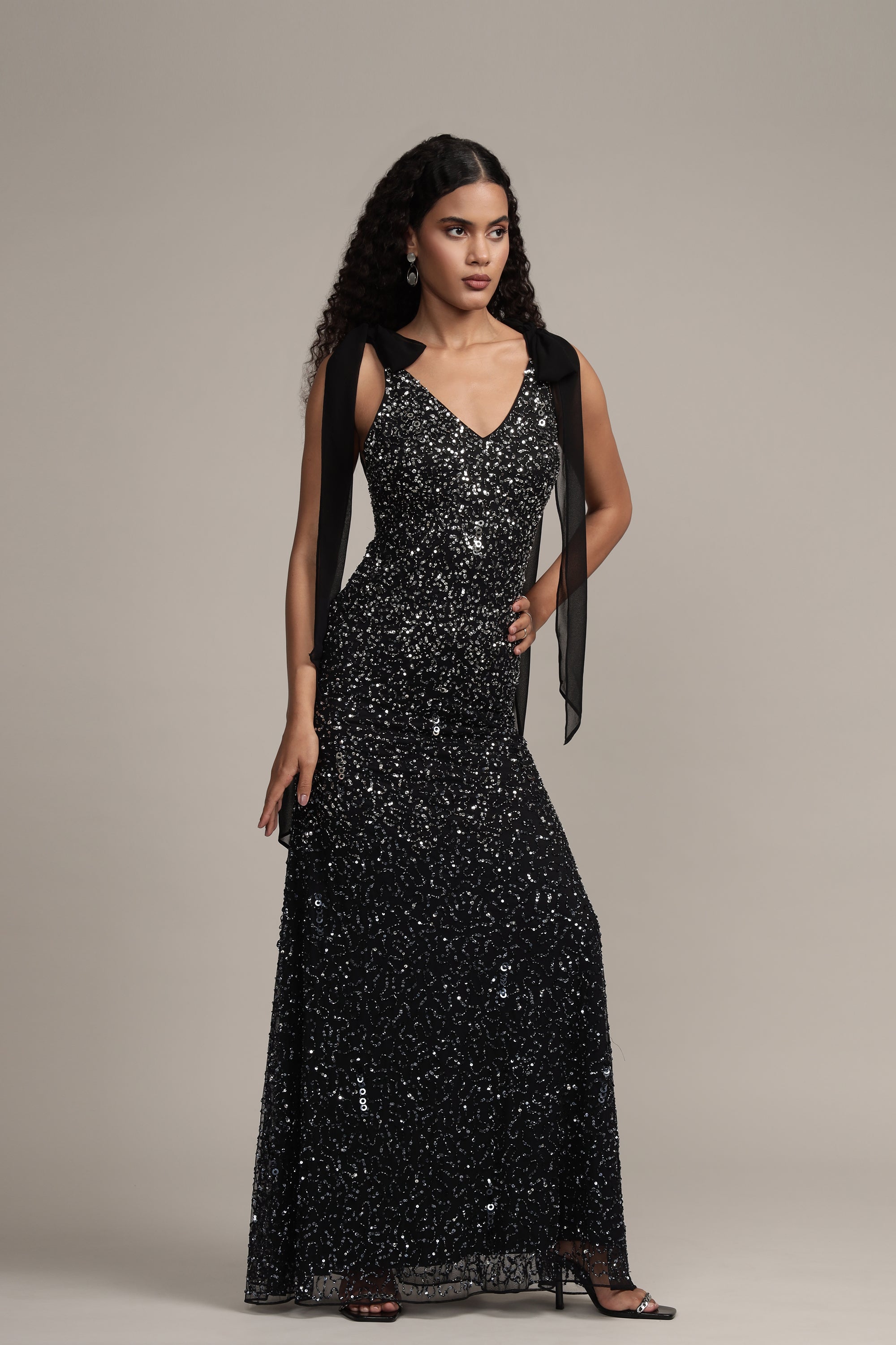 Dream Embellished Maxi Dress in Black | Elegant Long Flowy Evening Gown for Women | Perfect for Weddings, Parties & Special Occasions