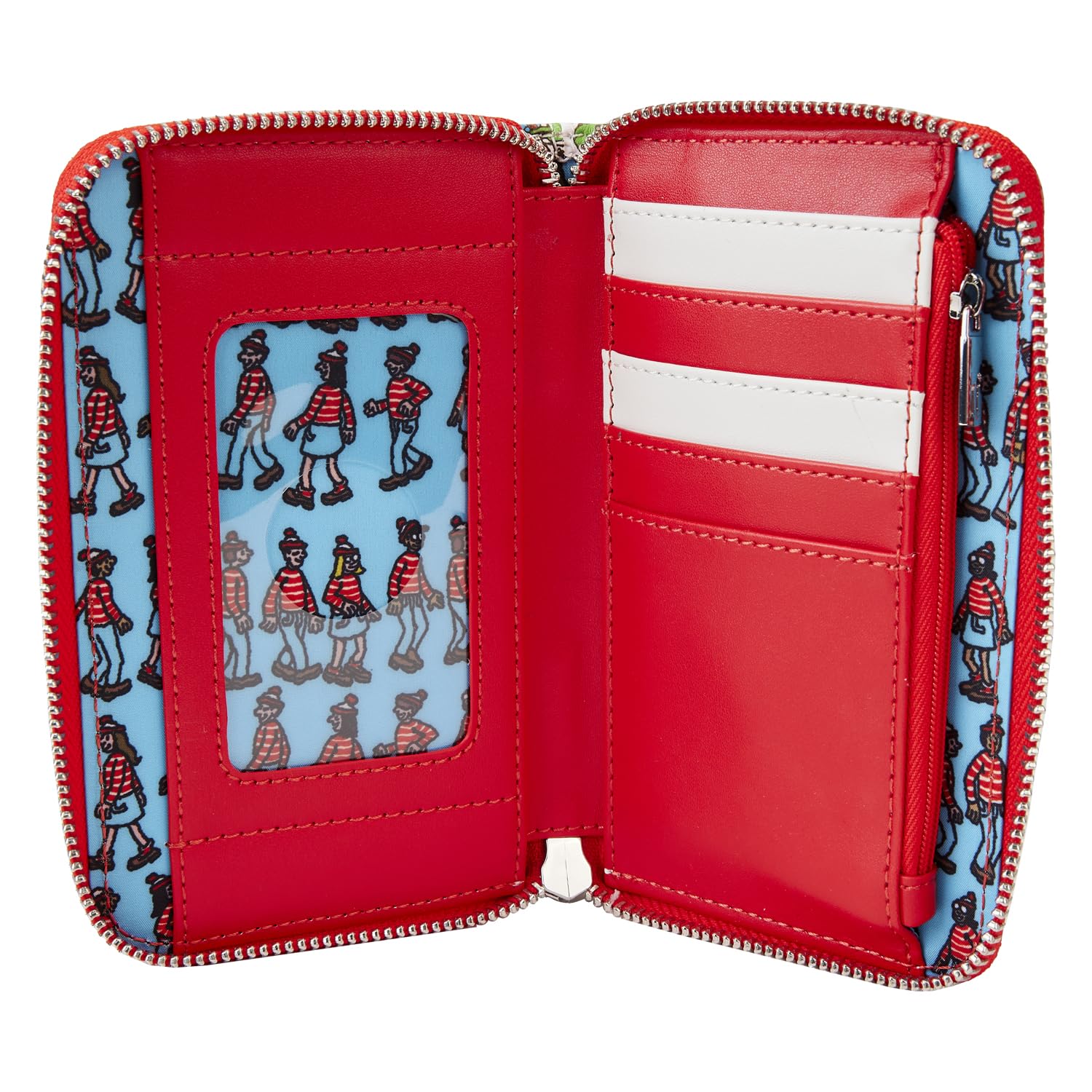 Where's Waldo Allover Print Zip Around Wallet - Fun Cartoon Character Design for Men & Women - Perfect for Travel, Shopping, and Everyday Use