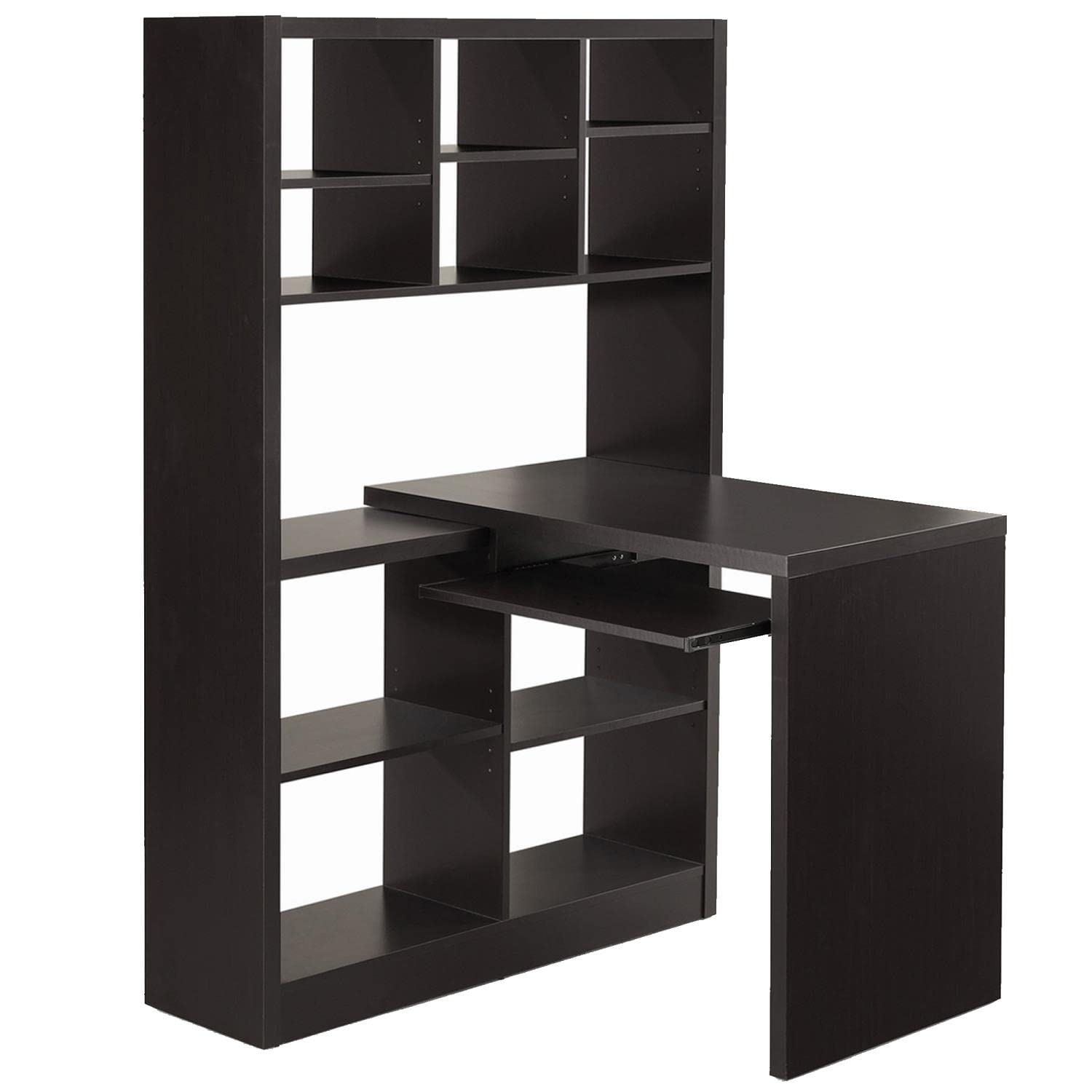 Monarch Specialties Adjustable Corner Desk with Storage Bookcase - 60