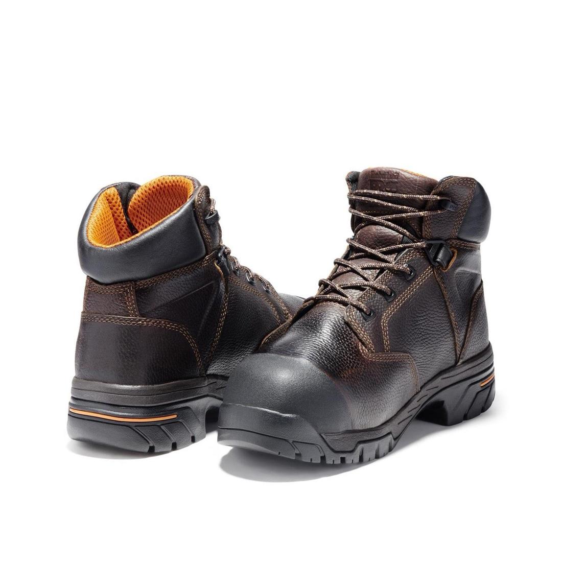 Helix 6 Inch Composite Toe Work Boots with Met Guard - Brown Safety Shoes for Men, Slip Resistant & Electrical Hazard Protection - Ideal for Construction, Warehouse & Industrial Work
